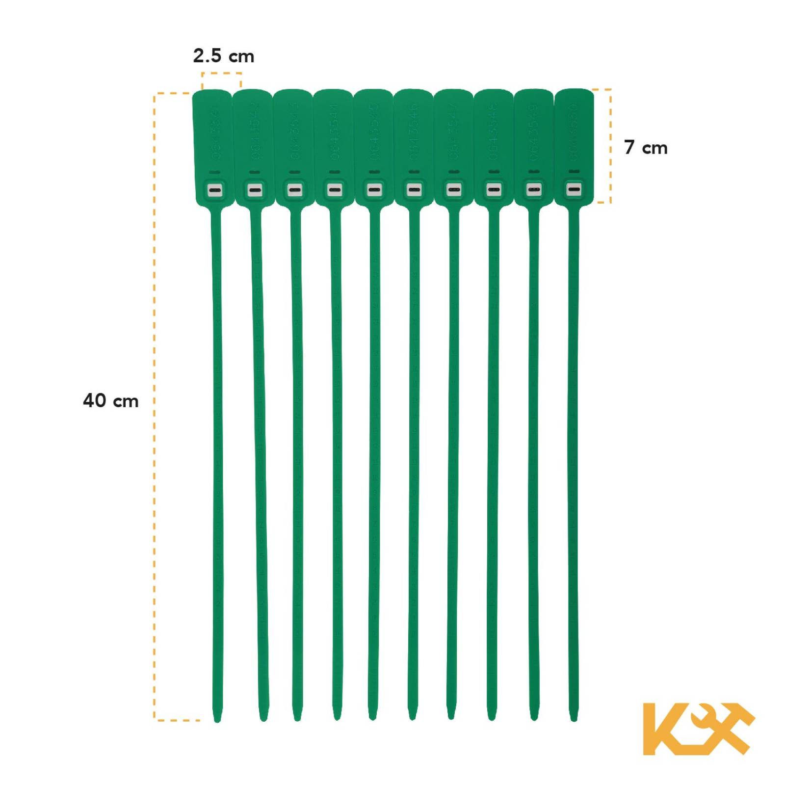 Cintillo Sello De Seguridad Cinchos 40cm Foliados 500 Pzs Verde