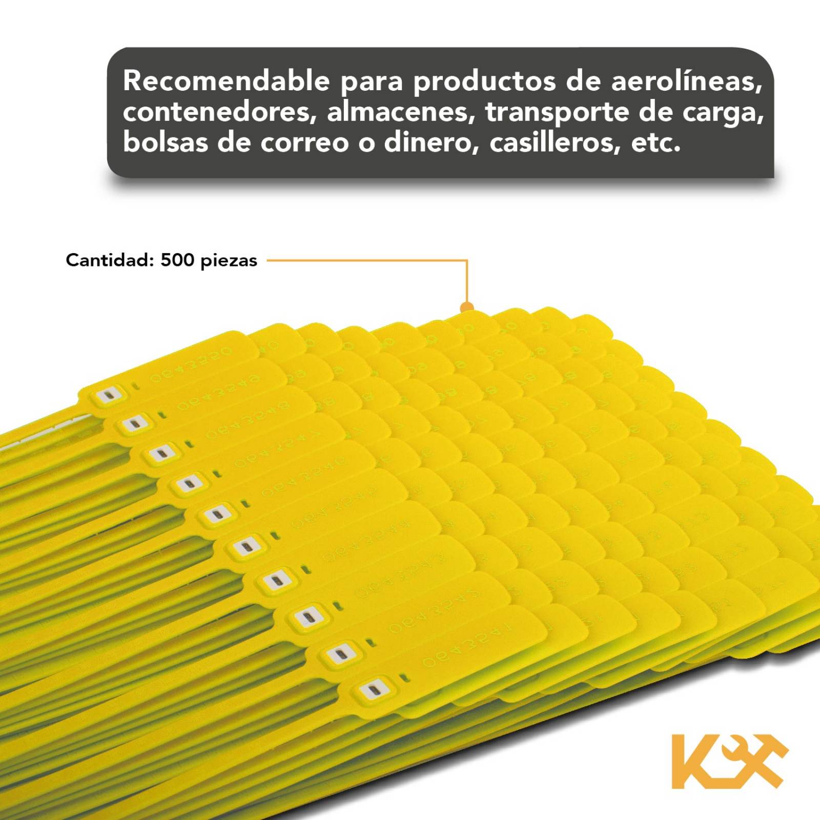 Cintillo Sello De Seguridad Cinchos 40cm Foliados 500 Pzs Amarillo