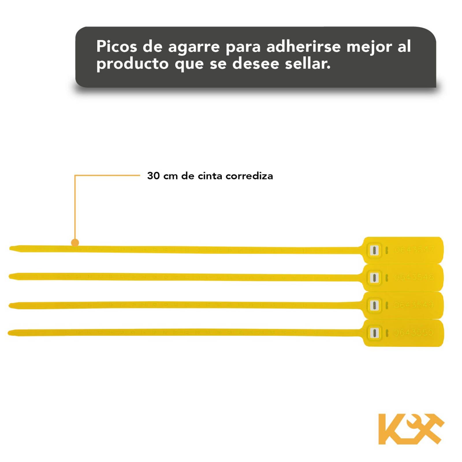 Cintillo Sello De Seguridad Cinchos 40cm Foliados 500 Pzs Amarillo