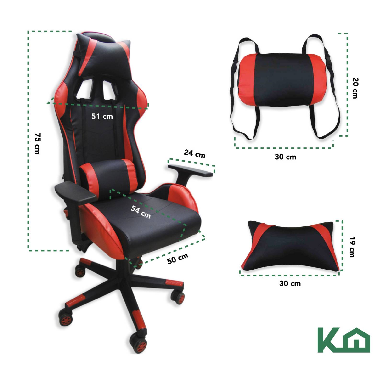 Silla Gamer Ergonomica Altura Ajustable Negra / Roja XC Game 300186 KingsHouse 