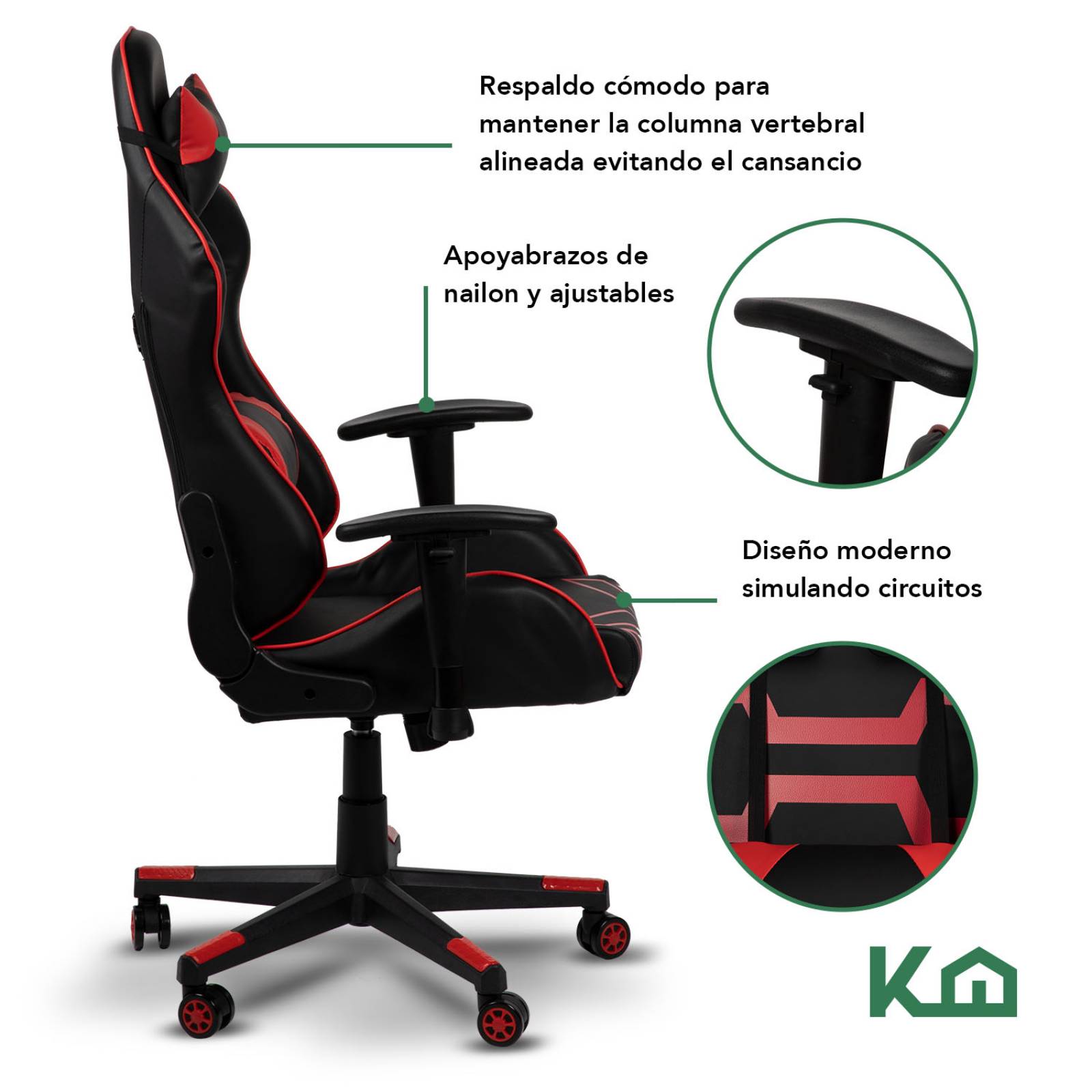 Silla Gamer De Escritorio Ergonomica Ajustable Oficina Hogar 