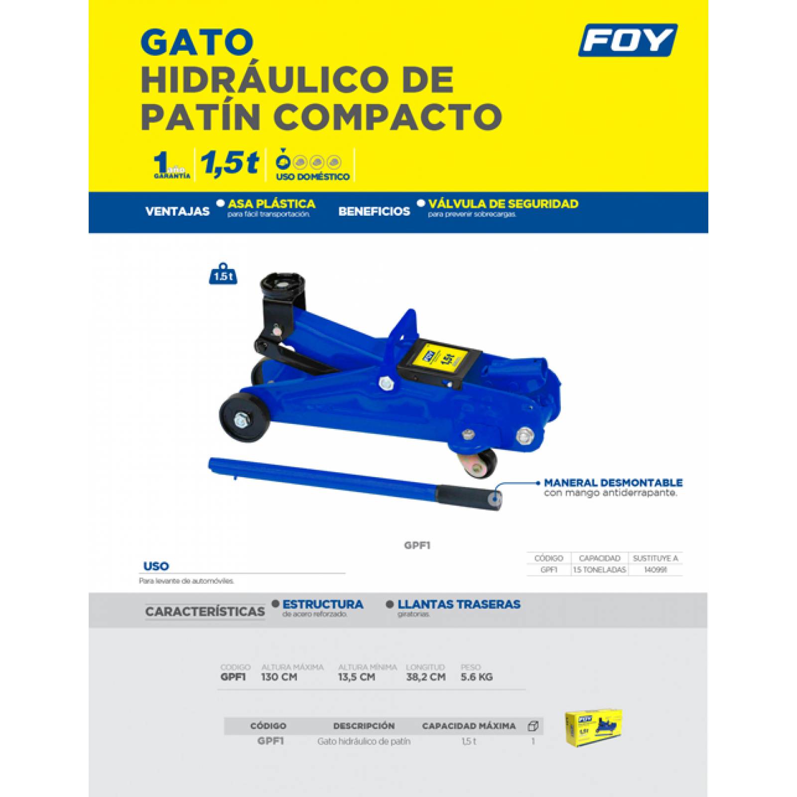 Gato Patín 1.5 Toneladas 30cm Mecanico Auto Carros Surtek 