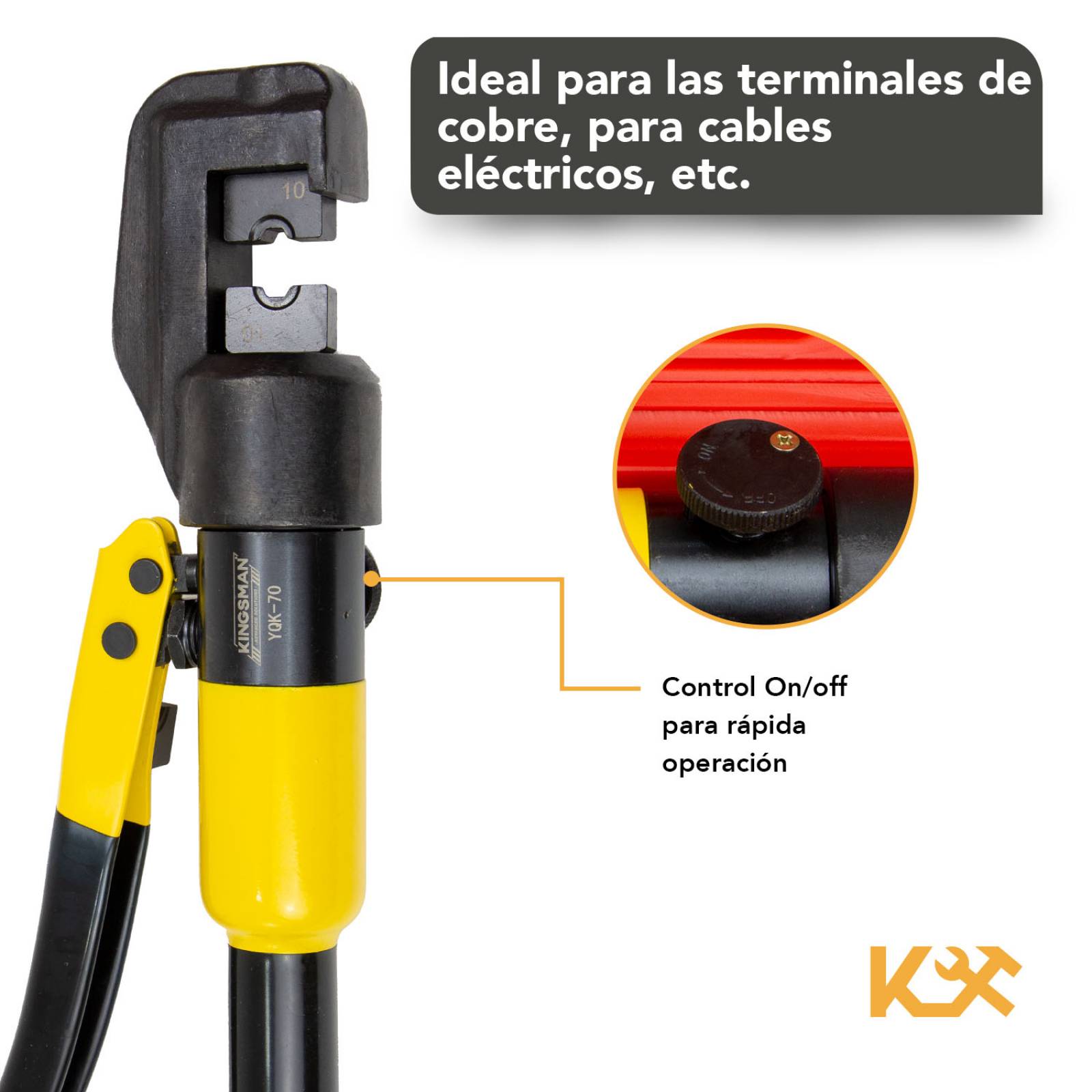 Ponchadora Pinza Hidraulica 8 Ton Kit 19pzs 4-70mm2 Kingsman 