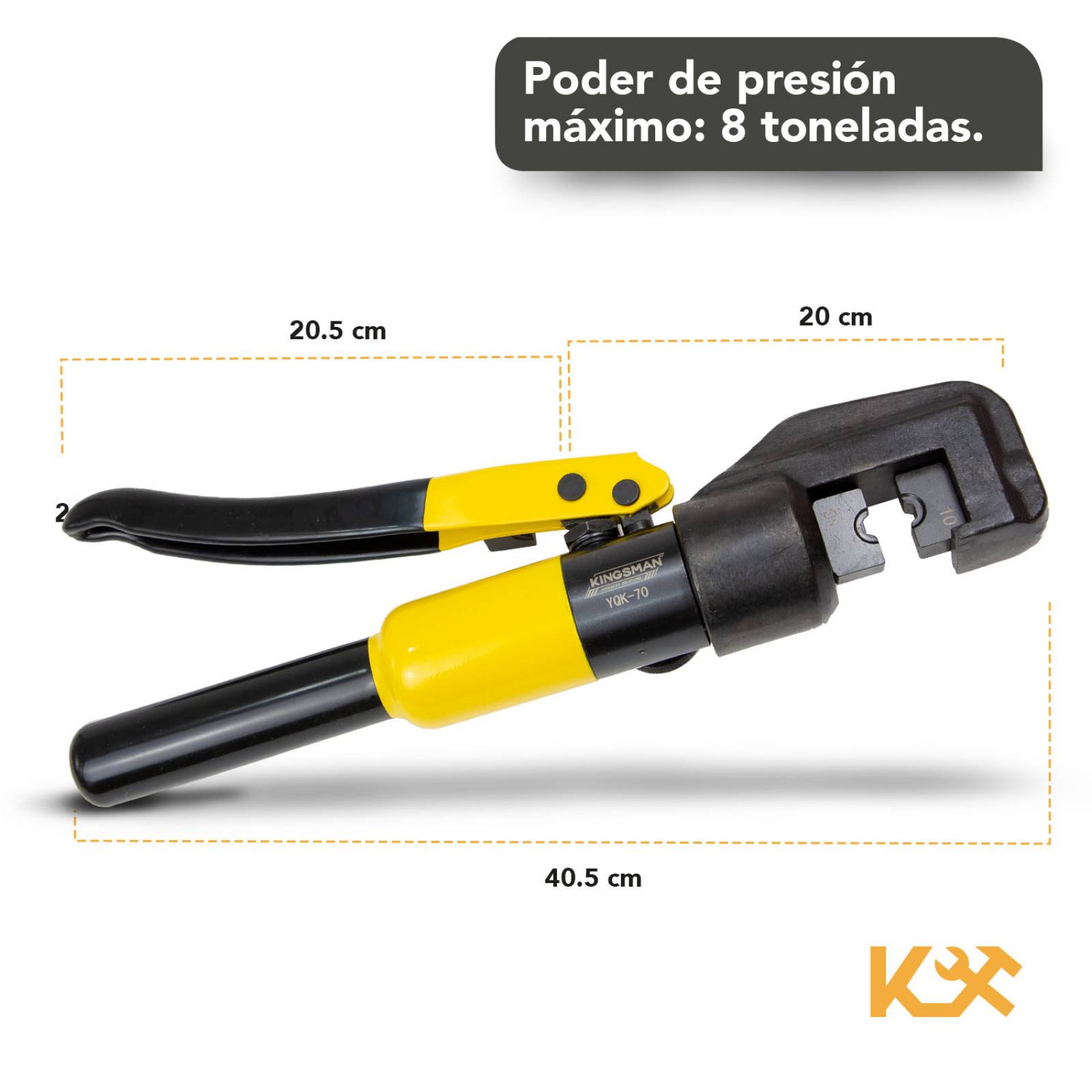 Ponchadora Pinza Hidraulica 8 Ton Kit 19pzs 4-70mm2 Kingsman 