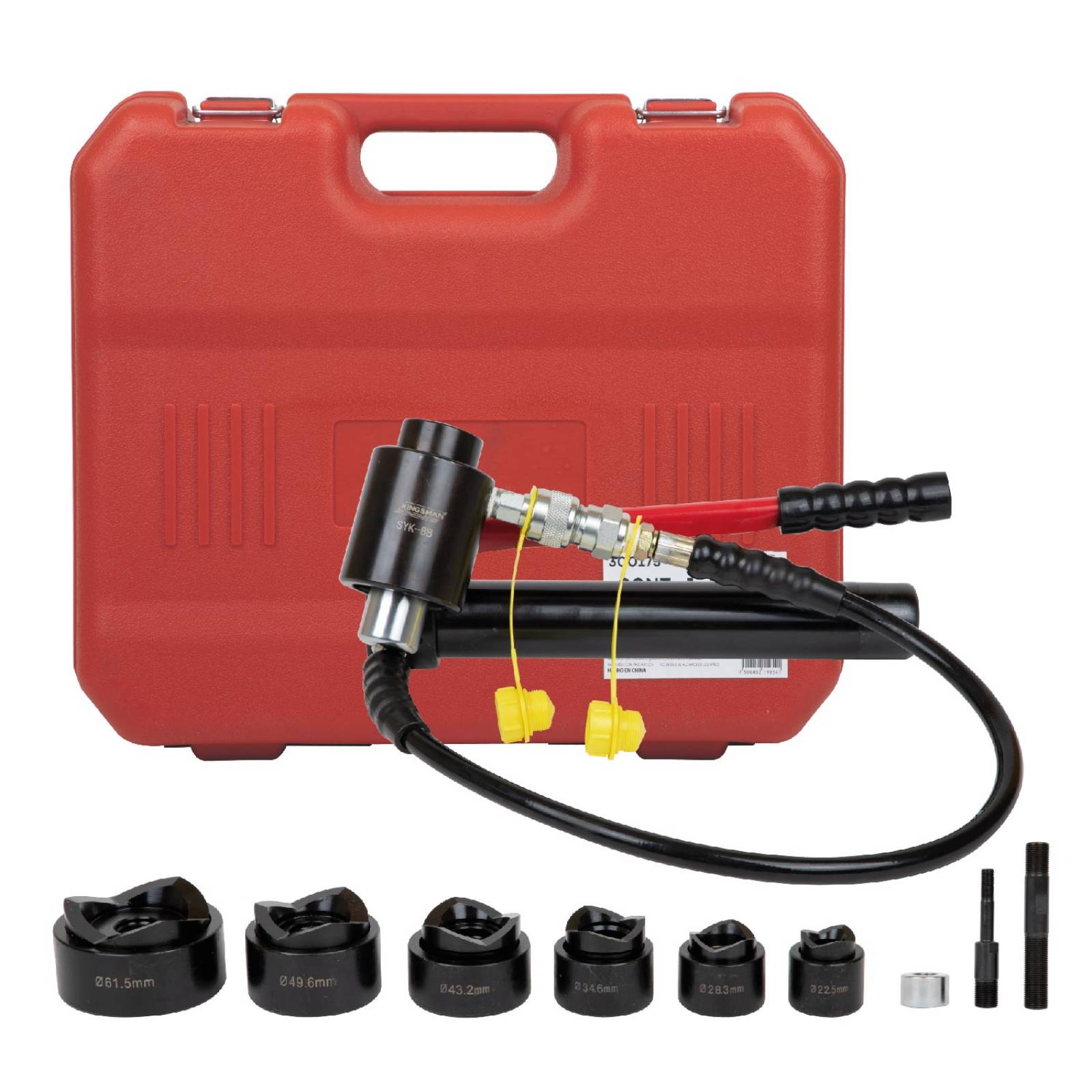 Sacabocado Punch Hidraulico KnockOut Juego de 16 Pcs de 7/8" a 2 3/8" 22.5 a 61.5 mm de 10 t Kingsma 