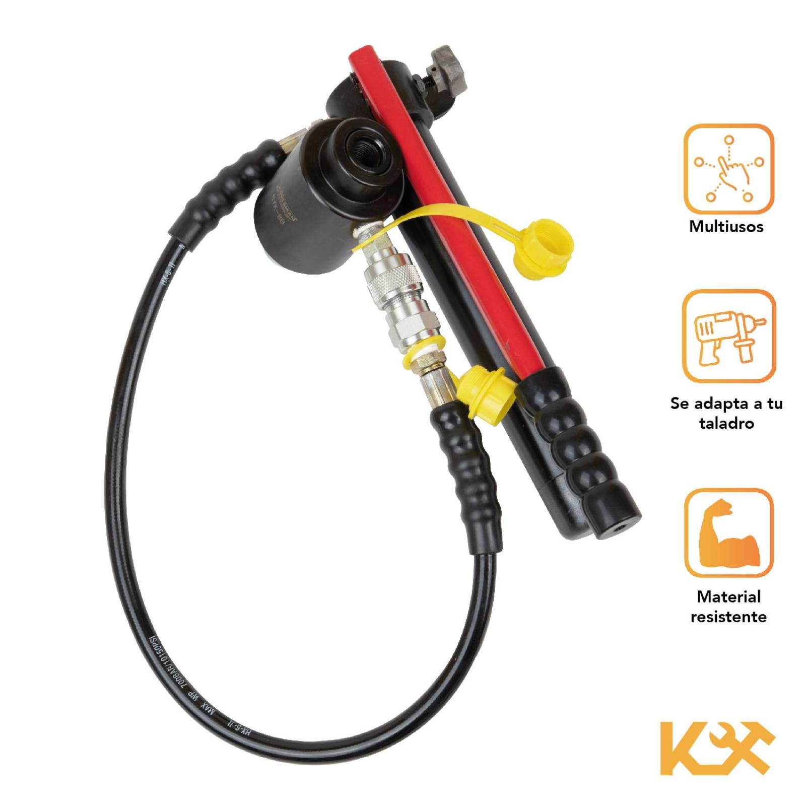 Sacabocado Punch Hidraulico KnockOut Juego de 16 Pcs de 7/8" a 2 3/8" 22.5 a 61.5 mm de 10 t Kingsma 