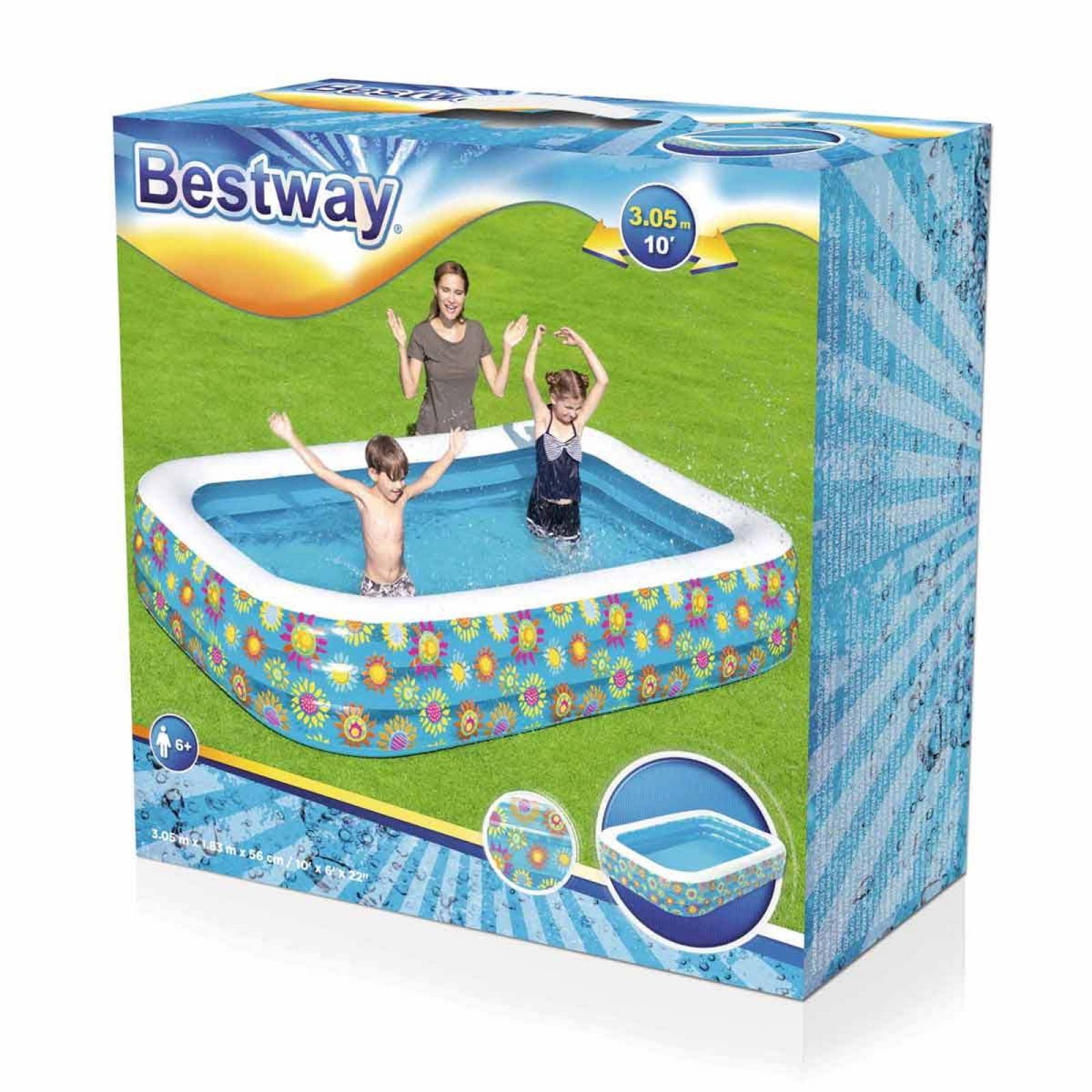 Alberca Piscina Inflable Rectangular 305 Cm Familiar Bestway 