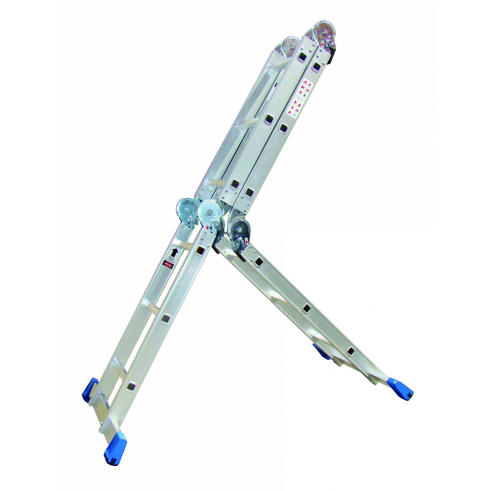 Escalera Multiposiciones Aluminio 12 Peldaños Con Charola Gris