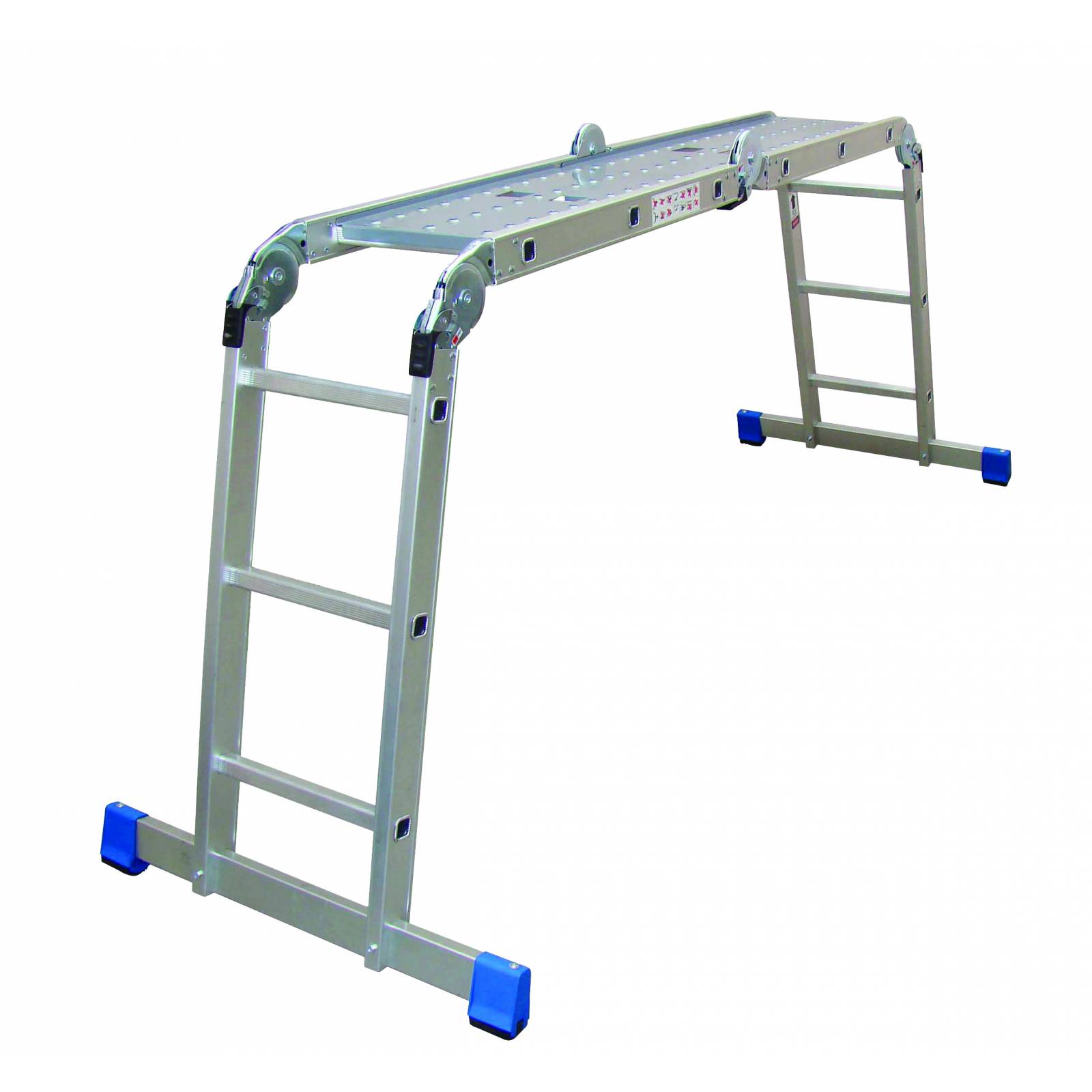 Escalera Multiposiciones Aluminio 12 Peldaños Con Charola Gris