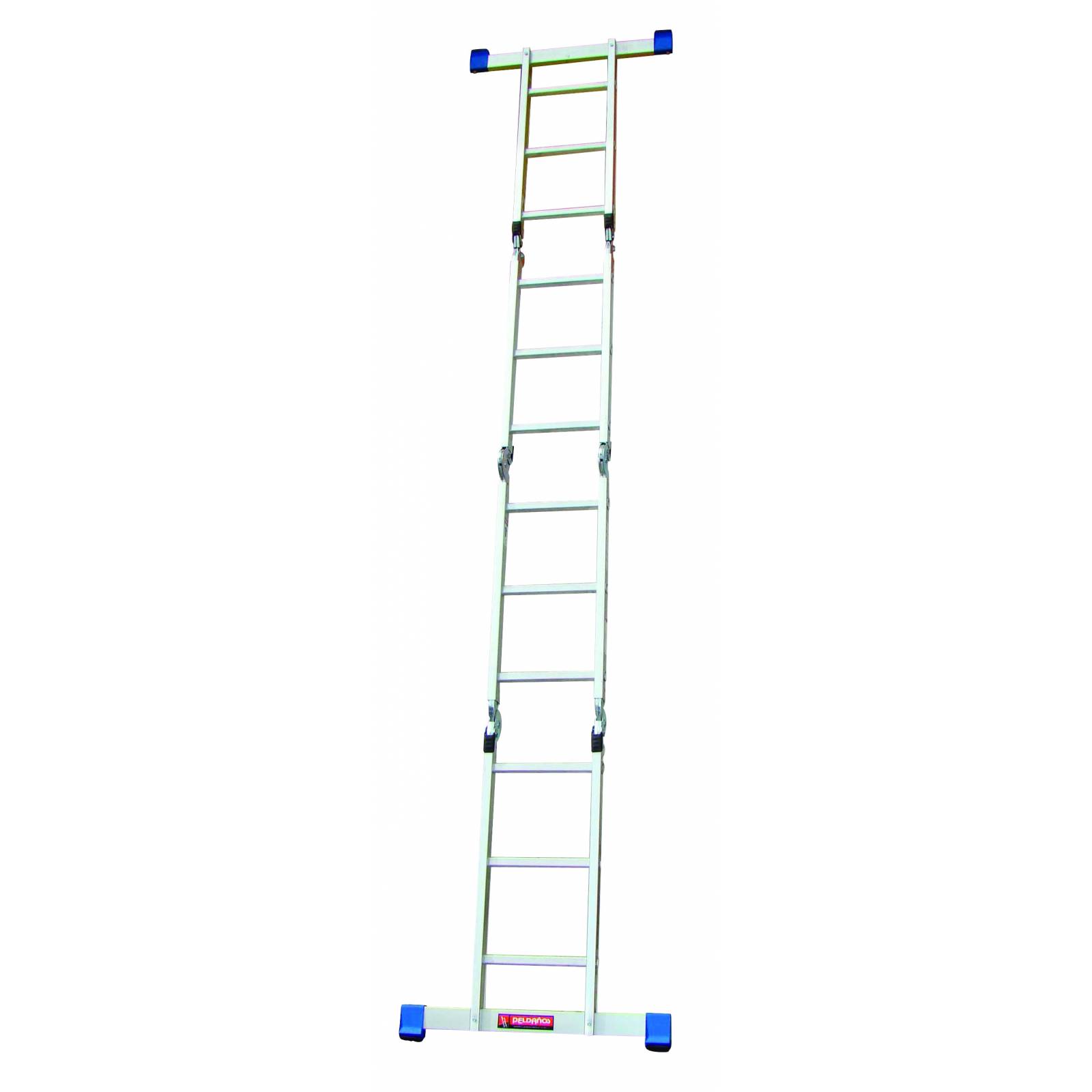 Escalera Multiposiciones Aluminio 12 Peldaños Con Charola Gris