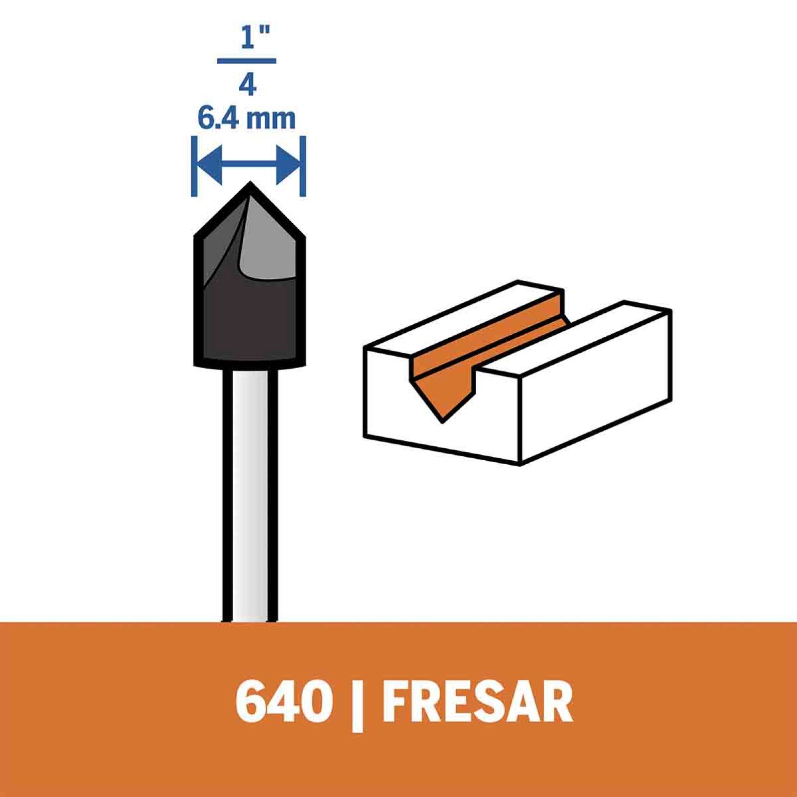 Dremel Accesorio Fresa 640 Punta V 1/4 In 