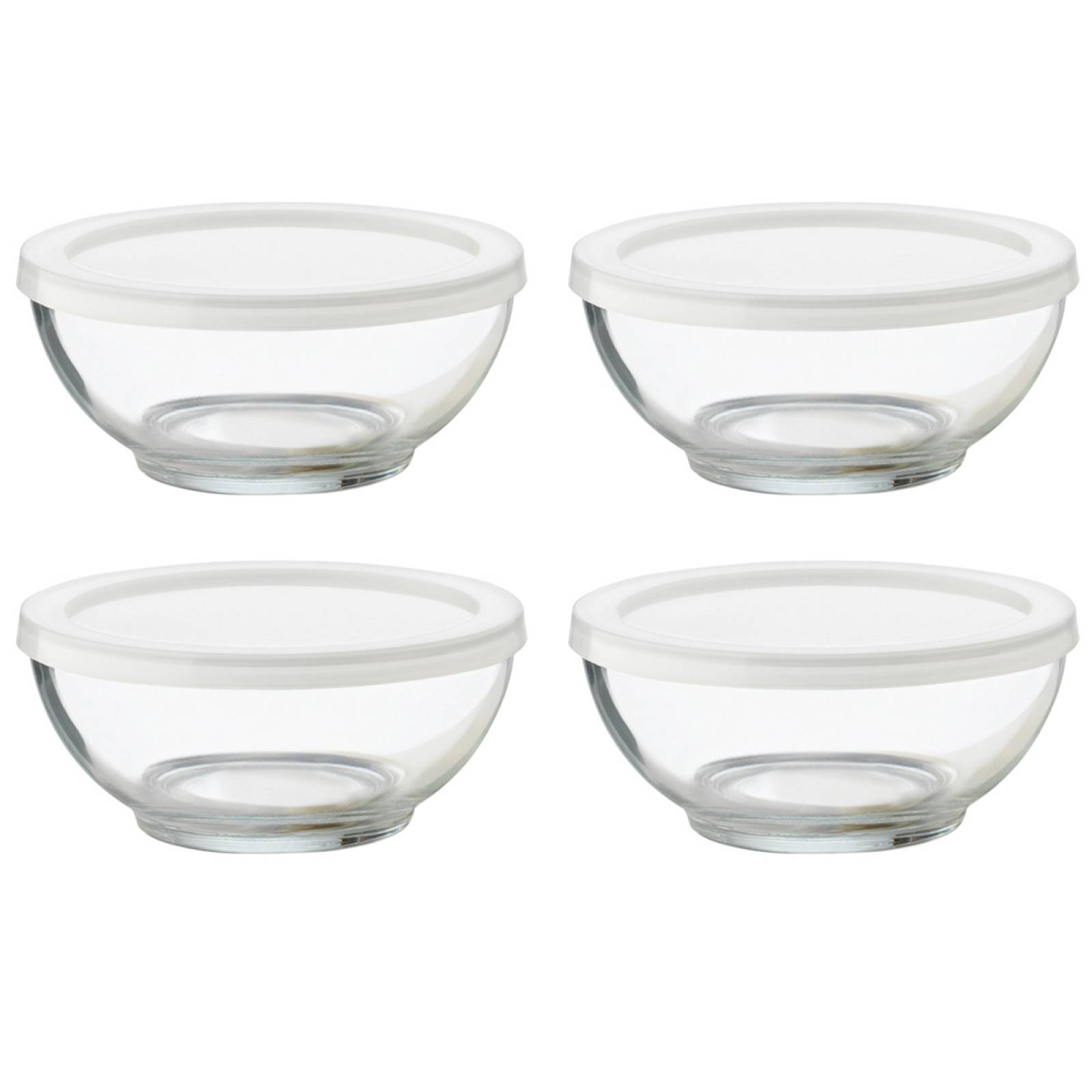 Juego Tazones Bowl Ensaladera Vidrio 4 Pzas Con Tapa Libbey