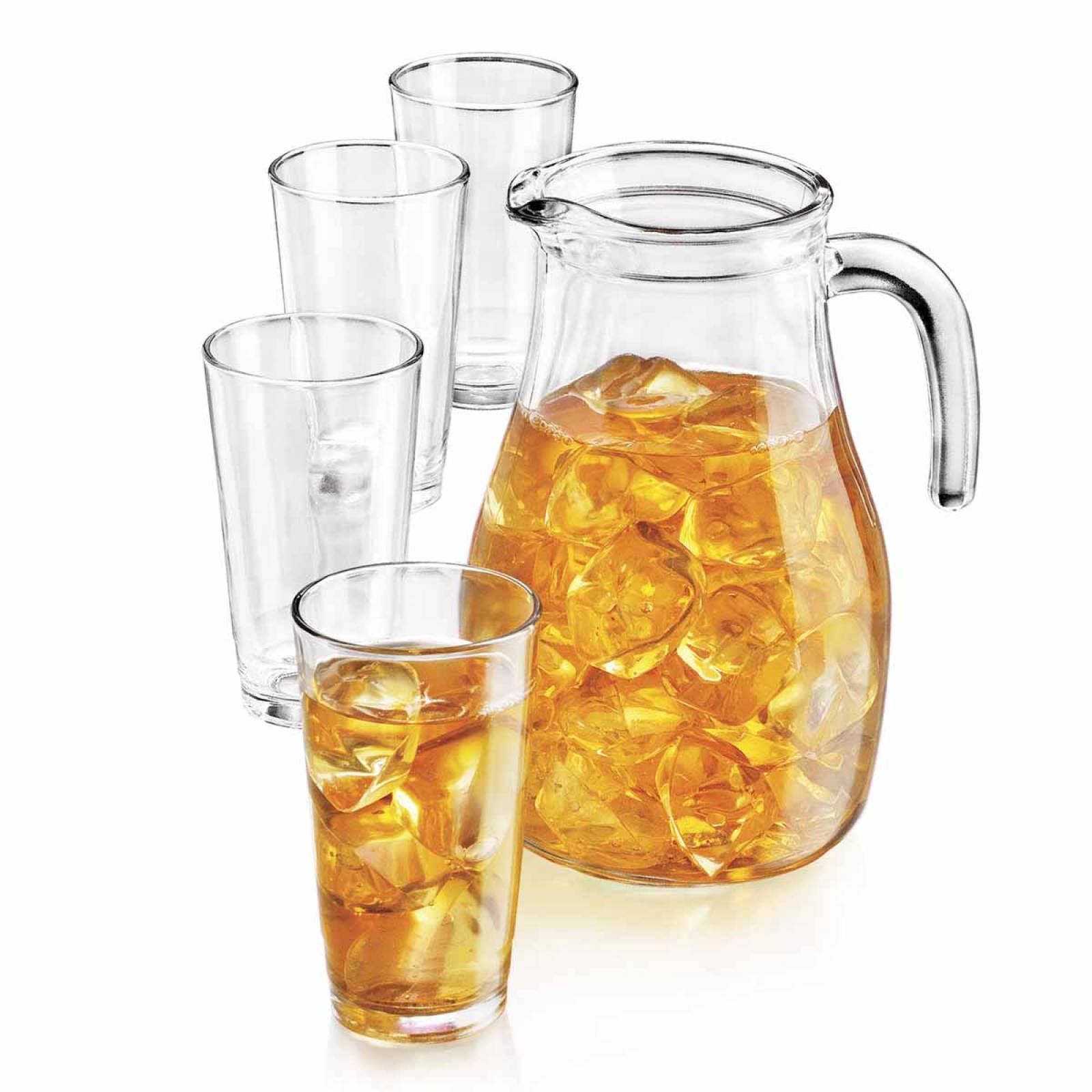 Juego Vasos 4 Pzs + Jarra Vidrio Cocina Hogar Santa Elenita