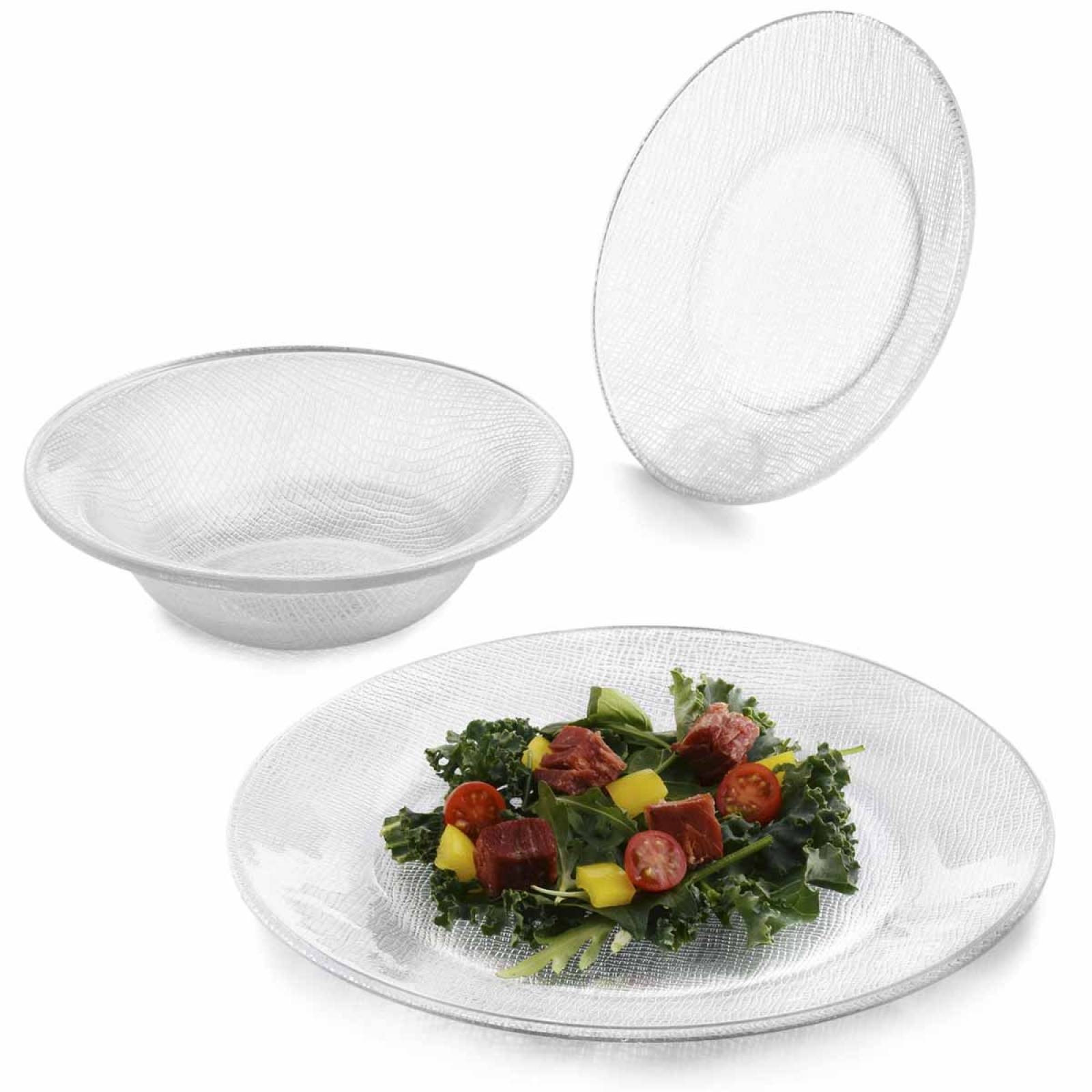 Vajilla Yute Circular Vidrio 4 Personas 12 Pzs Cocina Crisa 