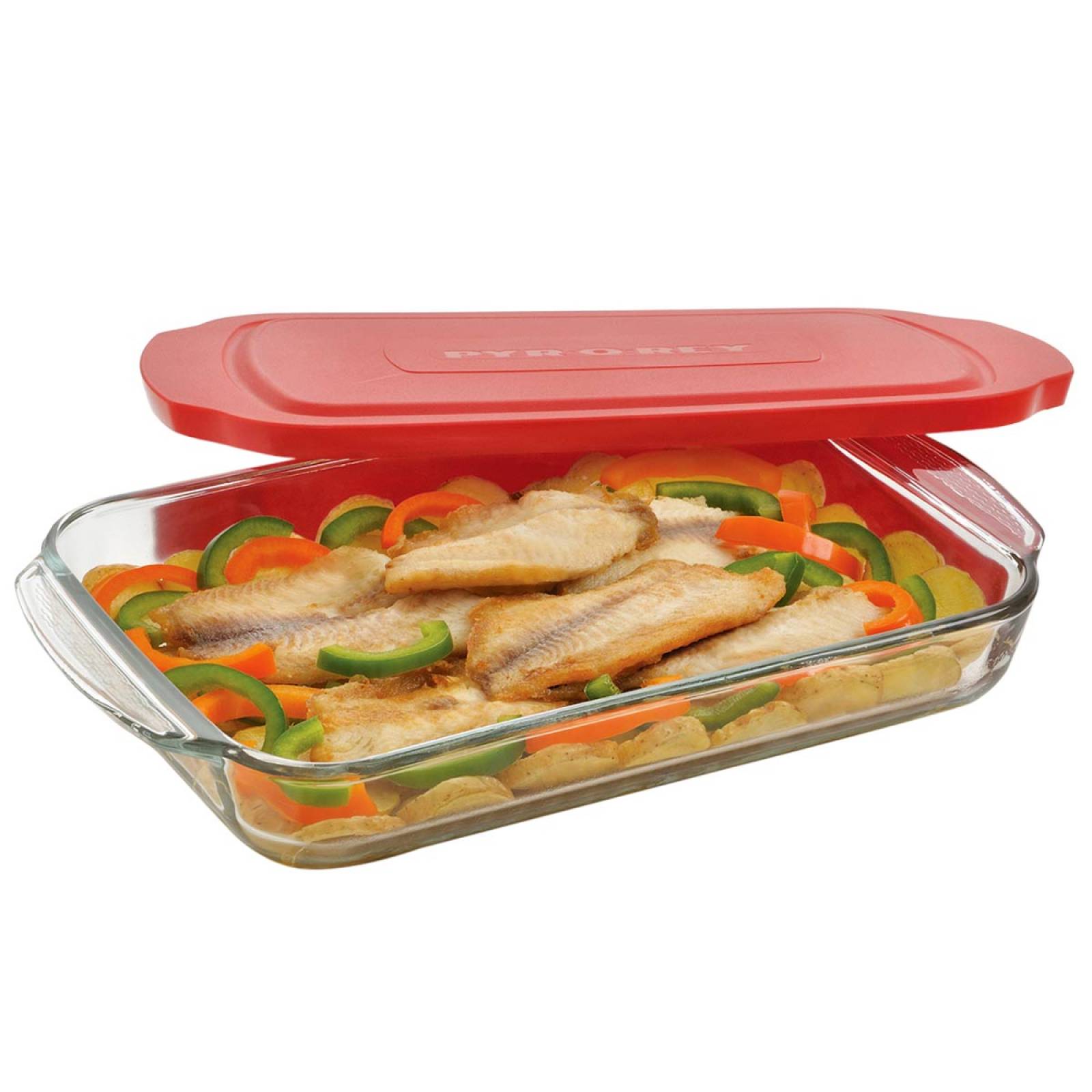 Refractario Toper Bandeja Rectangular Vidrio + Tapa Cocina 