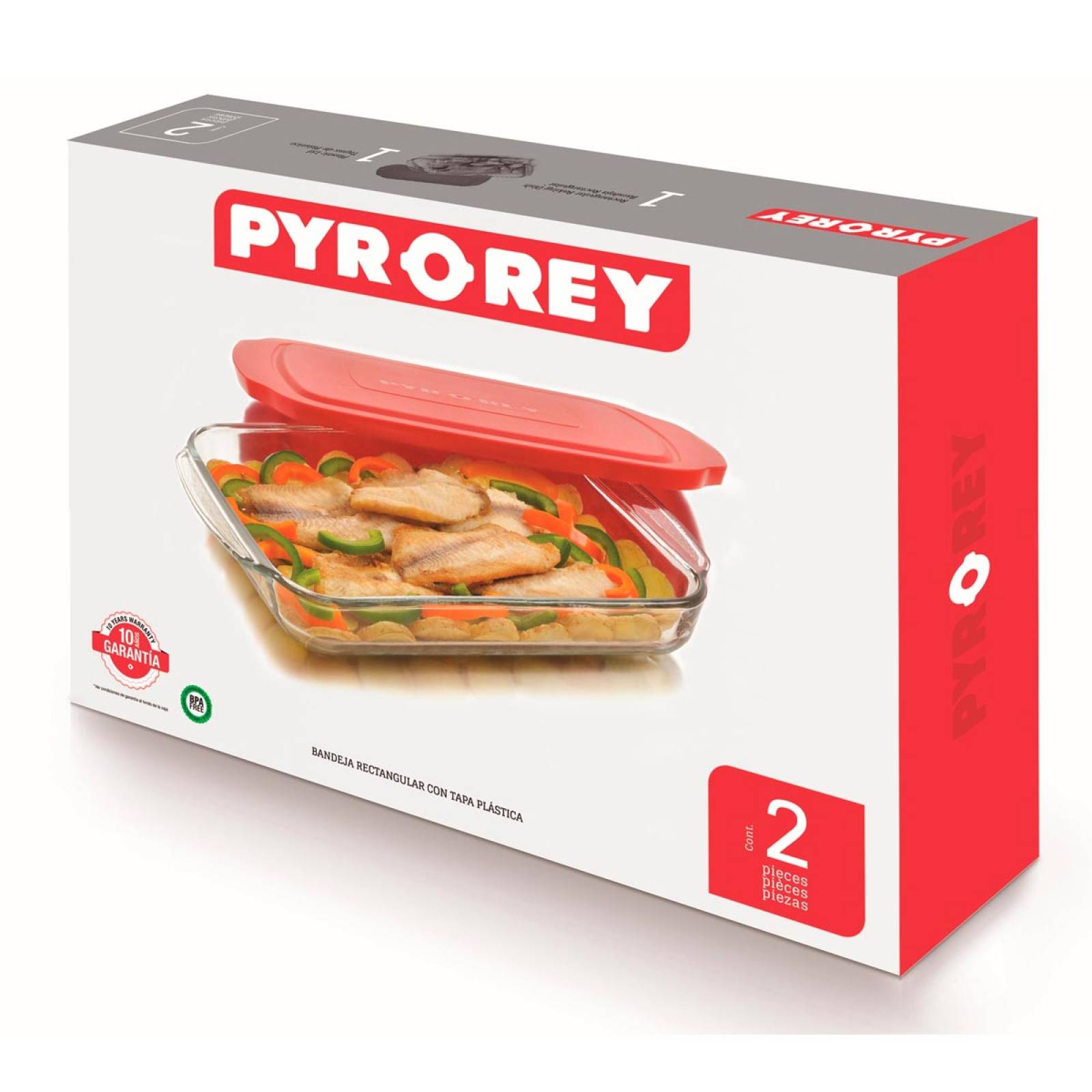 Refractario Toper Bandeja Rectangular Vidrio + Tapa Cocina 