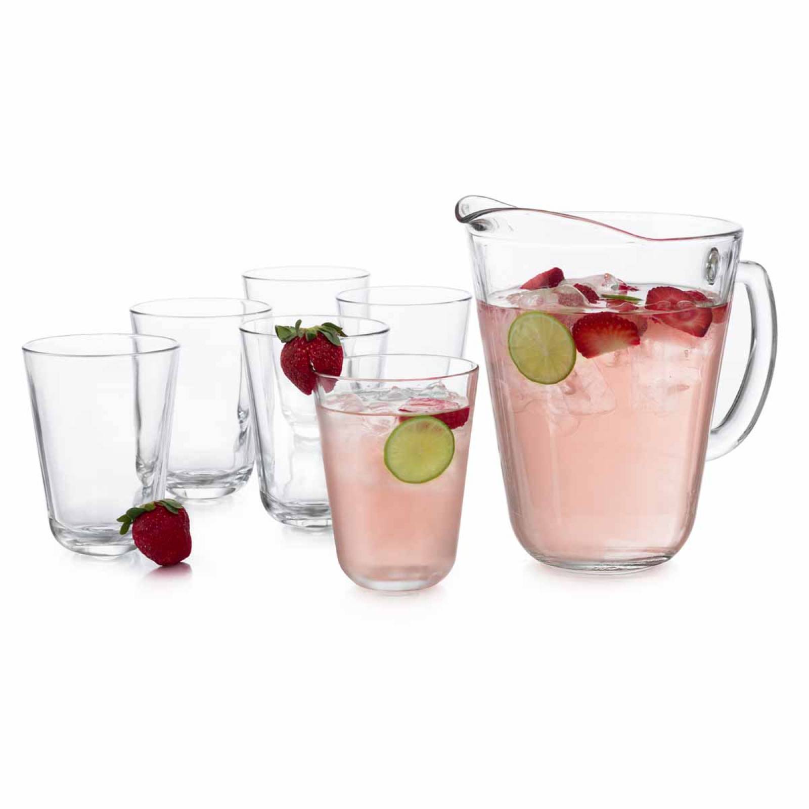 Set 6 Vasos 390 Ml + Jarra Vidrio Calypso Cocina Beber Crisa 
