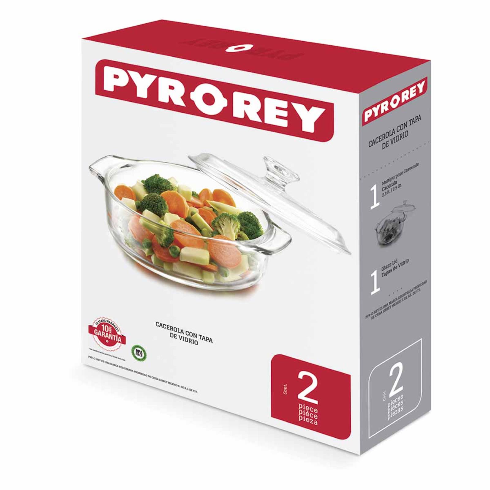 Cacerola Olla Cazuela Vidrio 948ml Cocina Casa Horno Pyrorey 