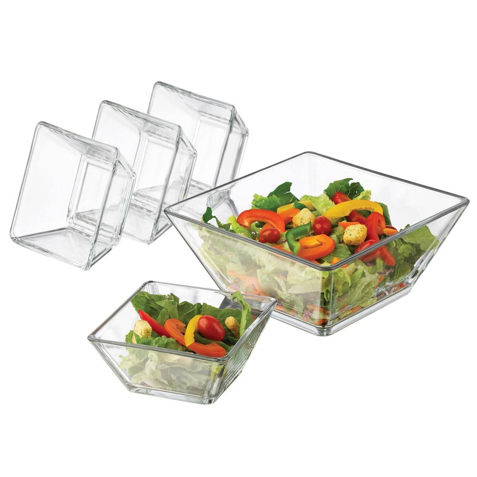 Juego Tazon Platon Bowl Ensaladera Tempo Vidrio 5 Pzs Libbey 