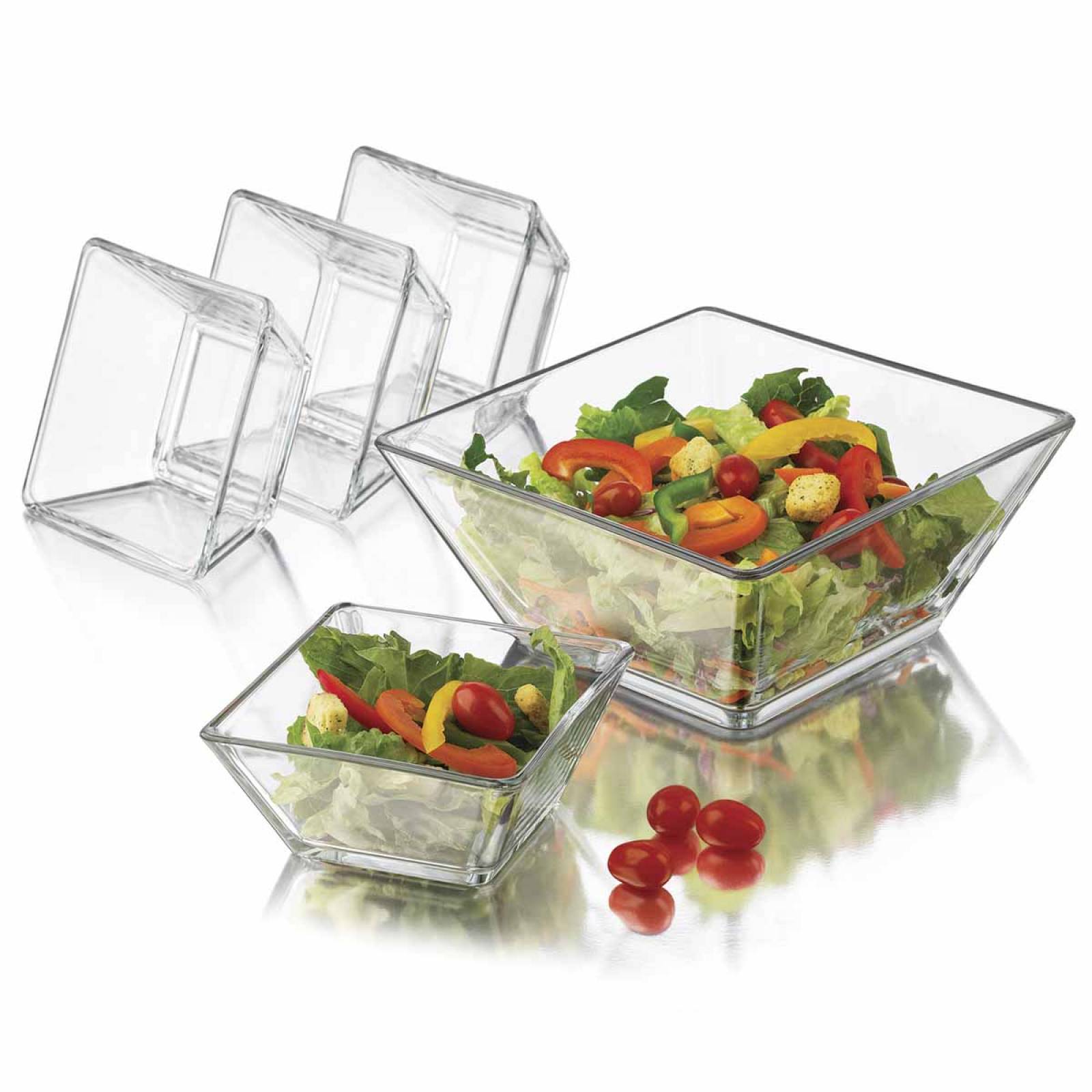 Juego Tazon Platon Bowl Ensaladera Tempo Vidrio 5 Pzs Libbey 