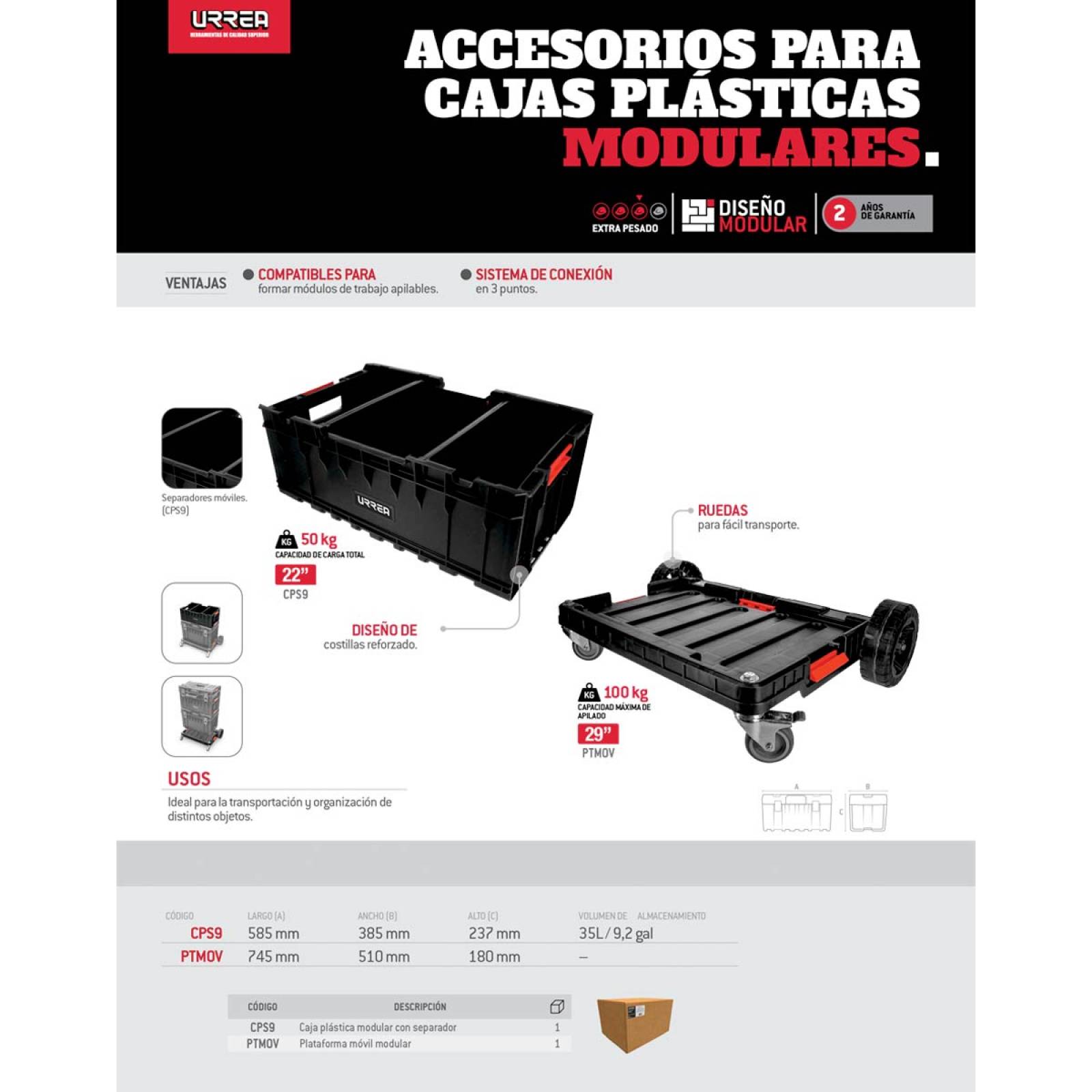 Caja Porta Herramientas Plastica Con Separadores 22in Urrea 