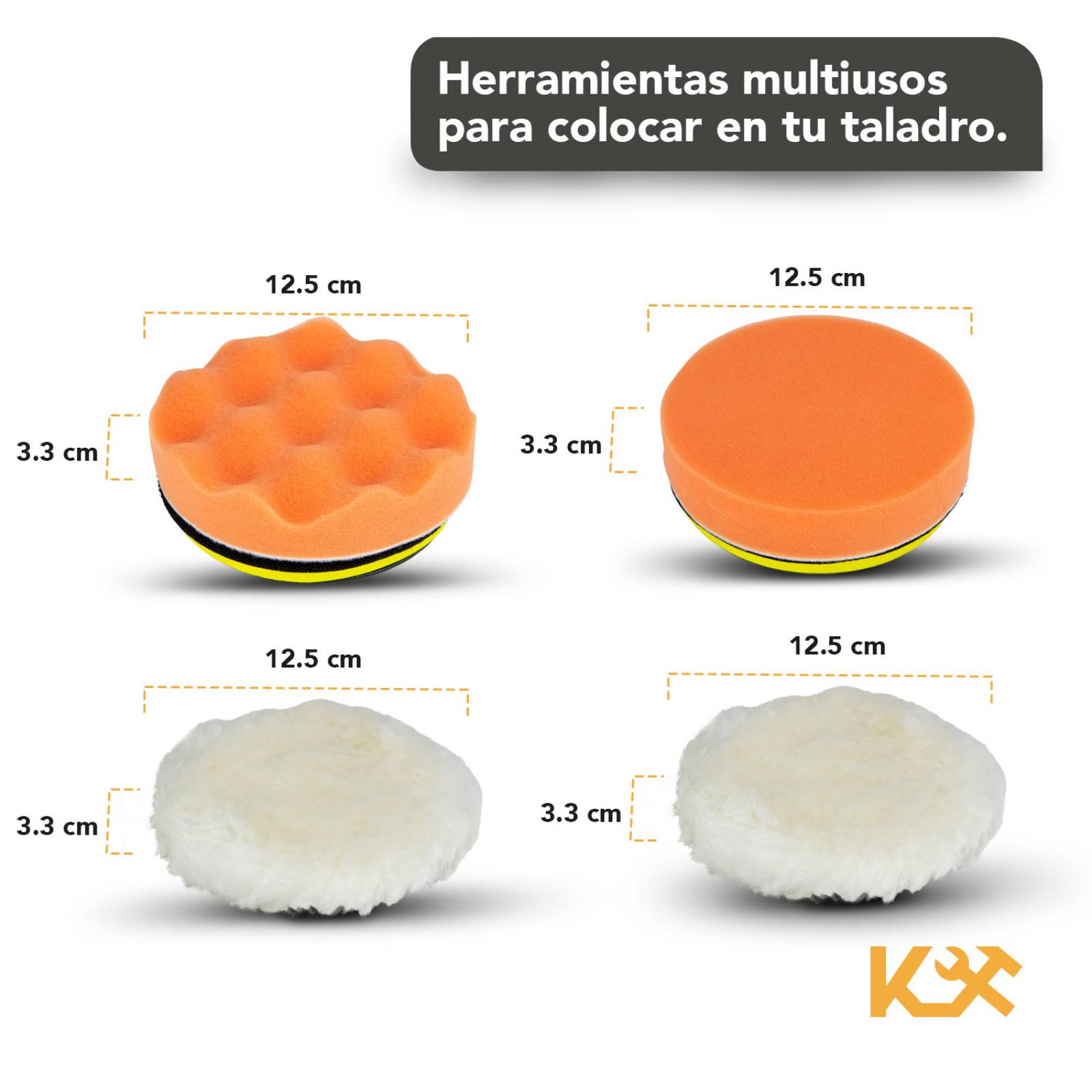 Kit 6 Piezas Borlas / Esponjas Para Pulir Auto Para Taladro 