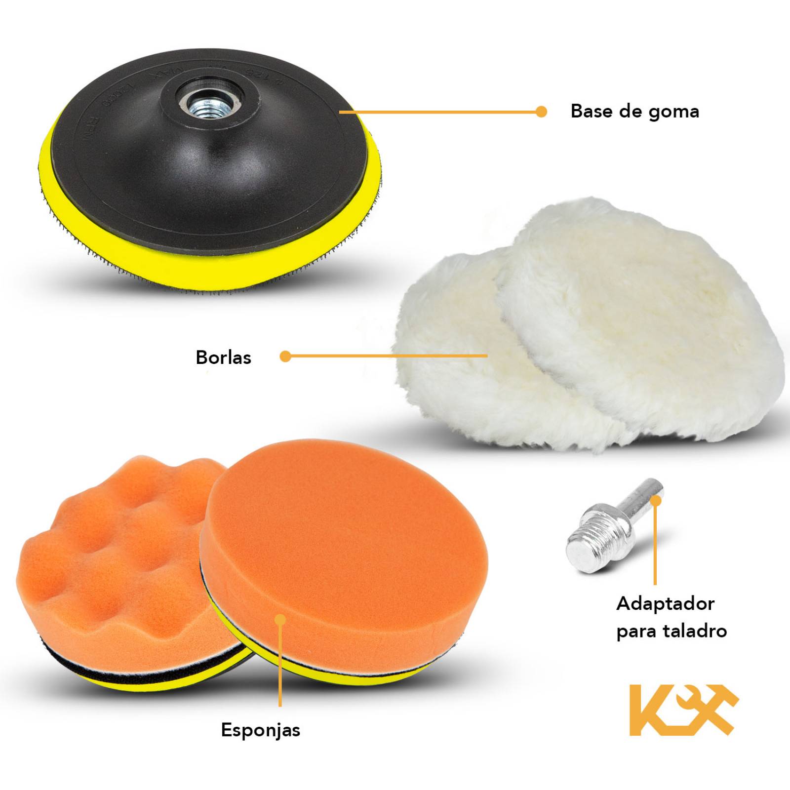 Kit 6 Piezas Borlas / Esponjas Para Pulir Auto Para Taladro 