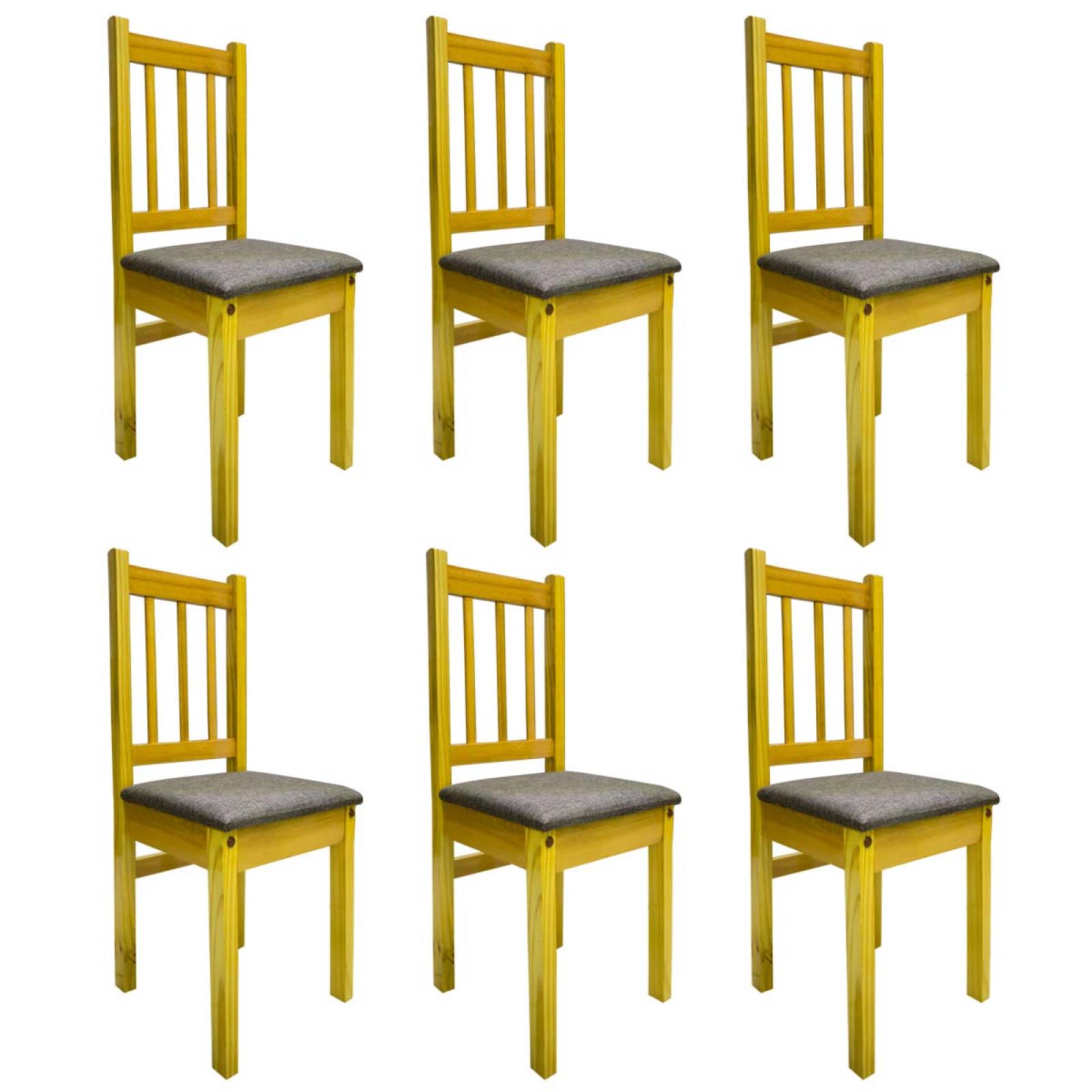 Comedor Mesa De Madera Sillas Tapizado 6 Per Moderno Rustico 