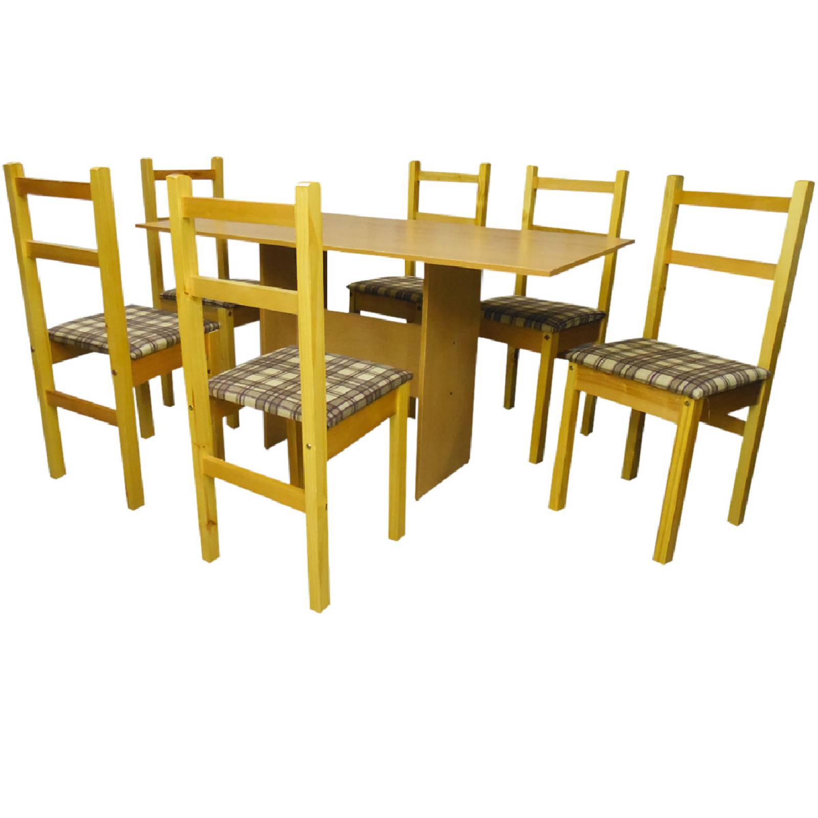 Comedor Rectangular Mesa Madera 6 Personas Tapizado Moderno 