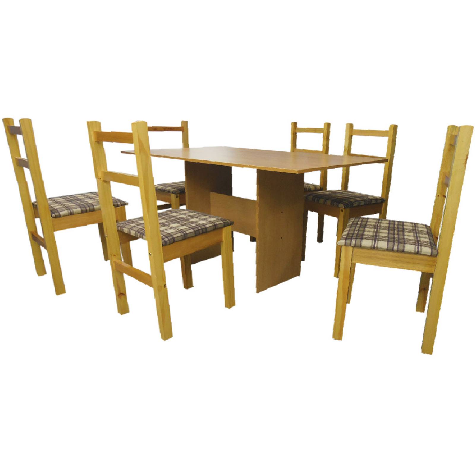 Comedor Rectangular Mesa Madera 6 Personas Tapizado Moderno 
