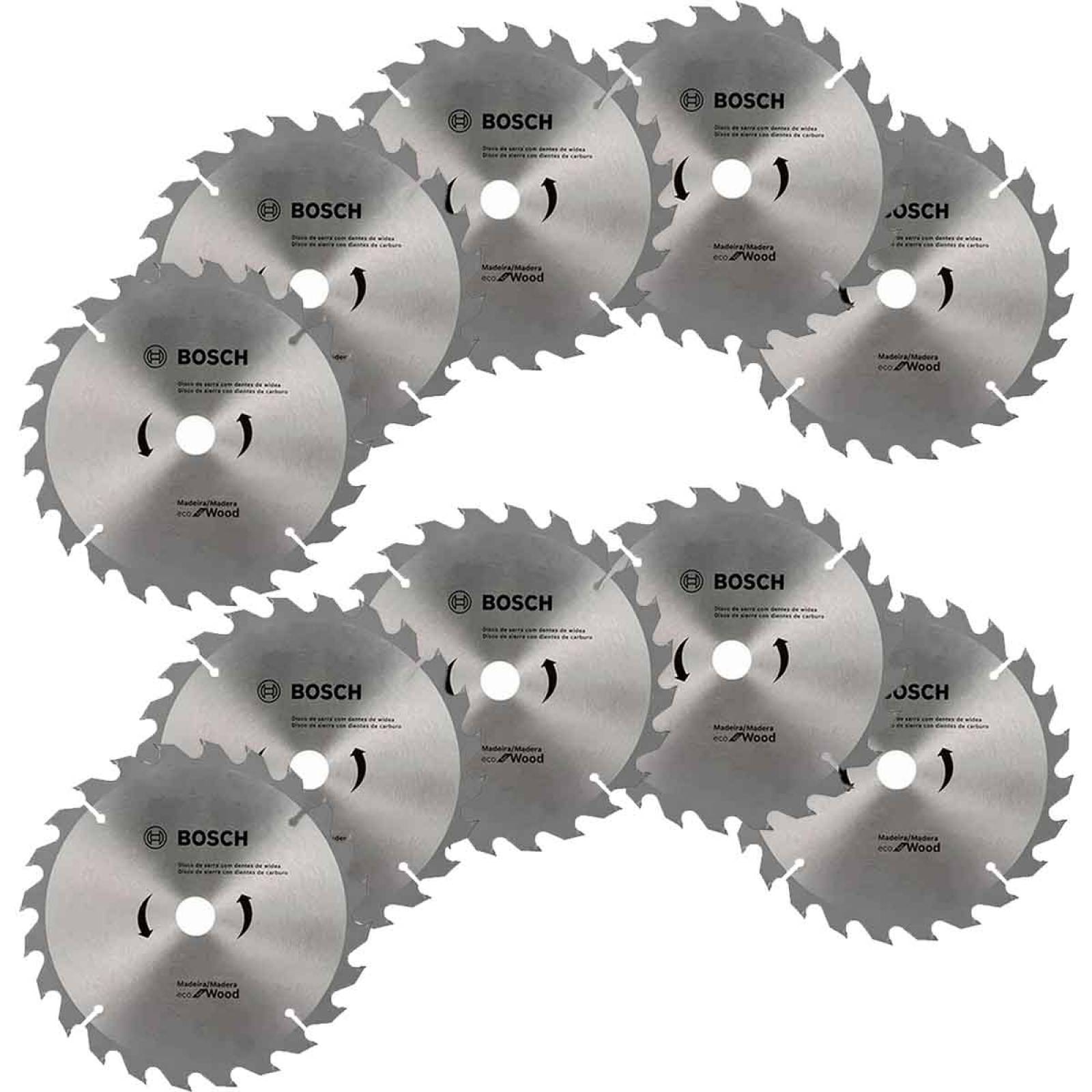 Combo 10 Discos Sierra Circular Corta Madera 7 1/4 In Bosch 