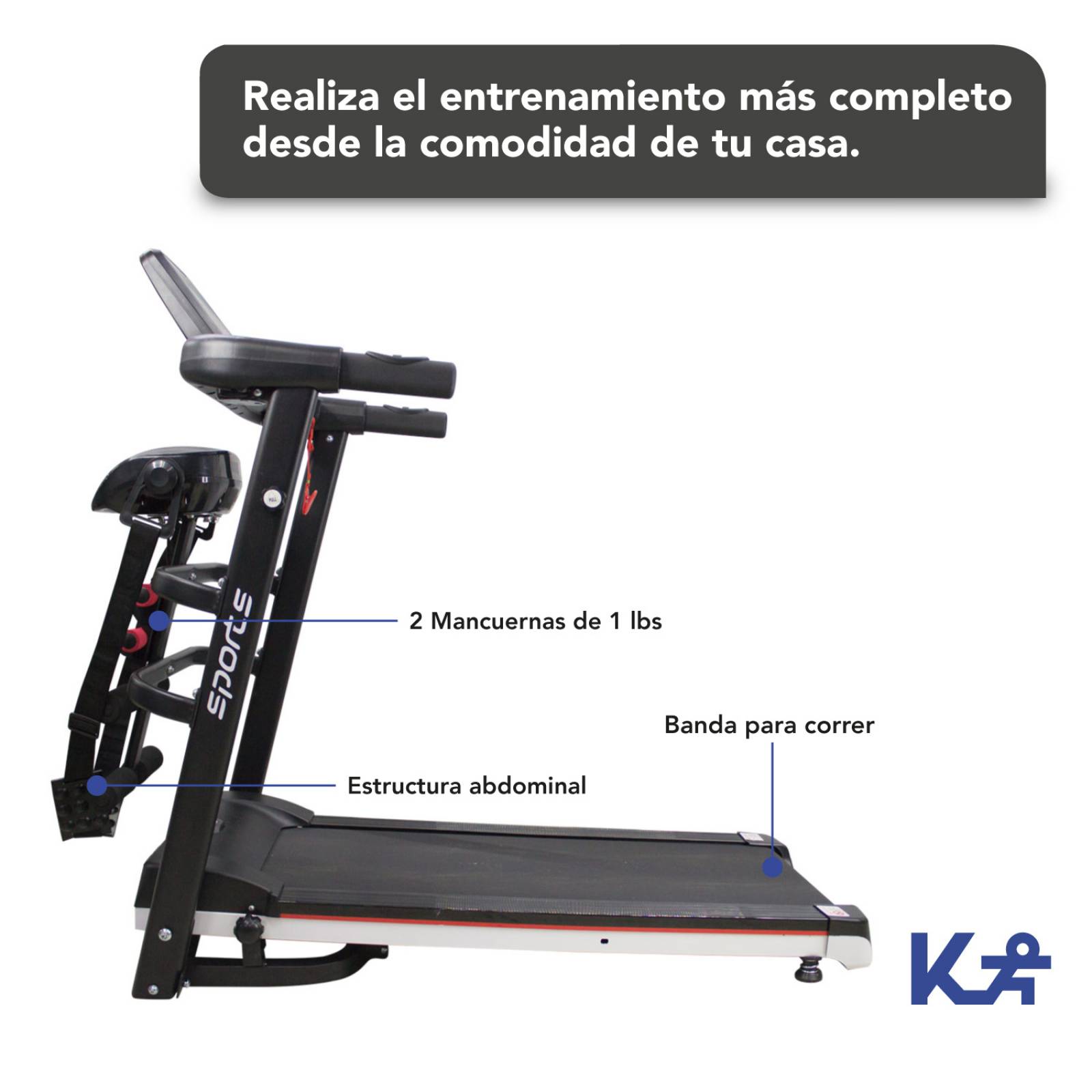 Caminadora Banda Cinta Correr Electrica 2.0 Hp 110 V + Pesas 