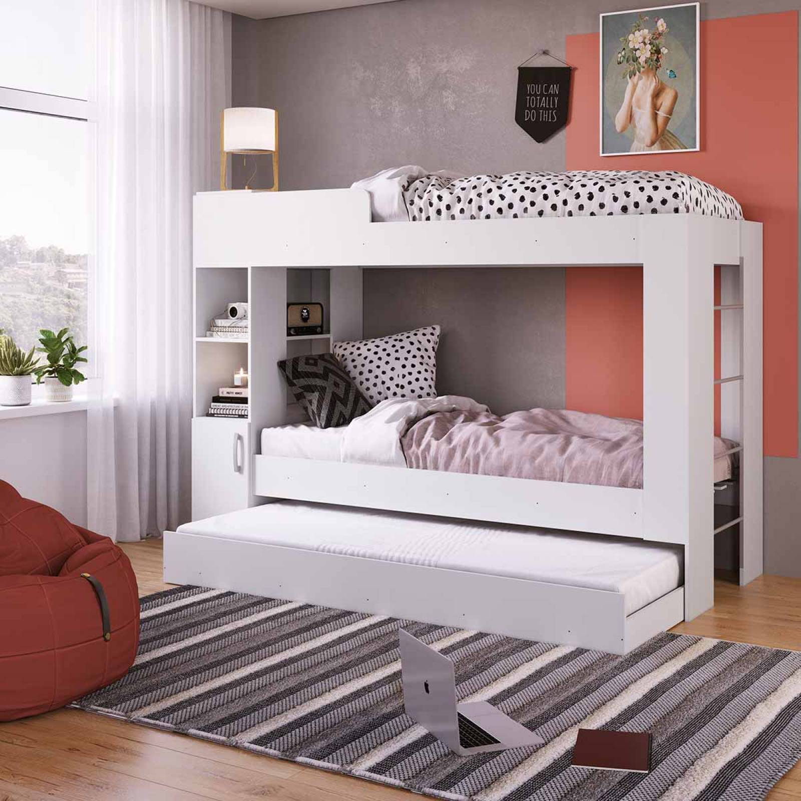 Base Litera Triple Cama Junior Individual Canguro Repisas