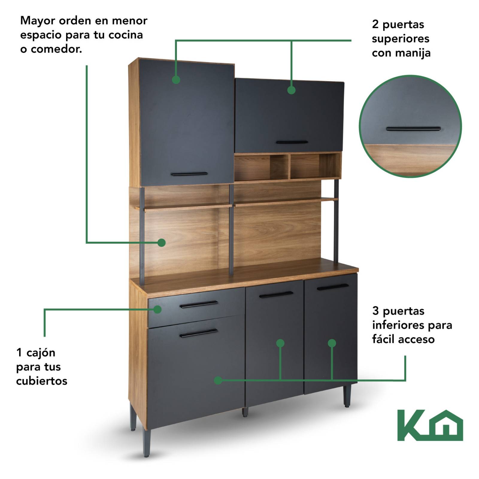 Mueble Alacena Cajones Puertas Repisas Cafe Cocina Despensa 