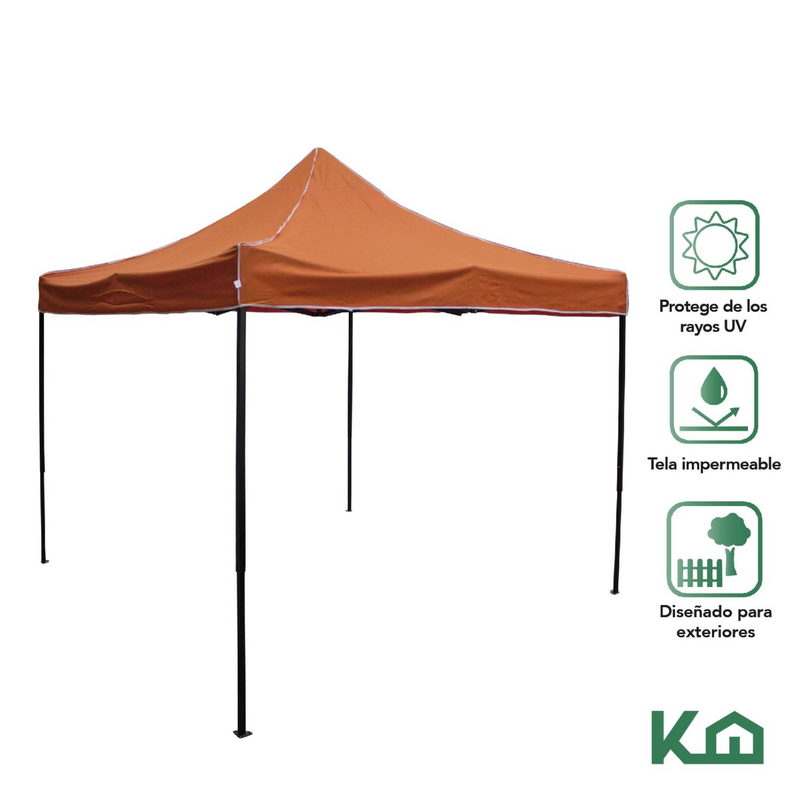 Toldo Carpa Impermeable Plegable De Acero 3x3m Kingsman Naranja