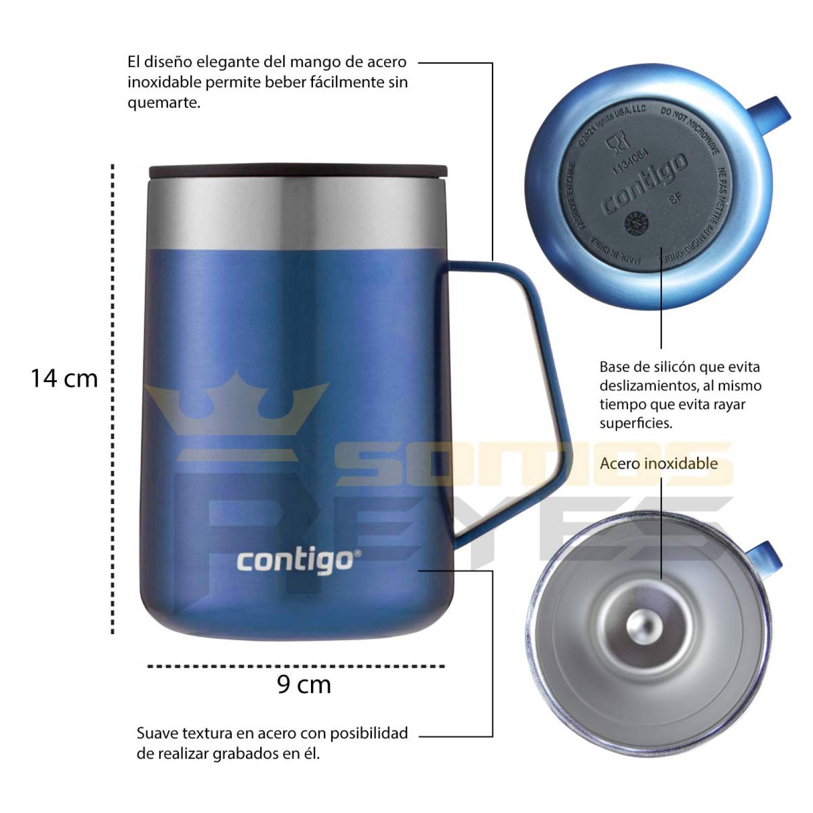 Taza Termica Termo Contigo Rambler + Tapa Caliente Frio 14oz Azul