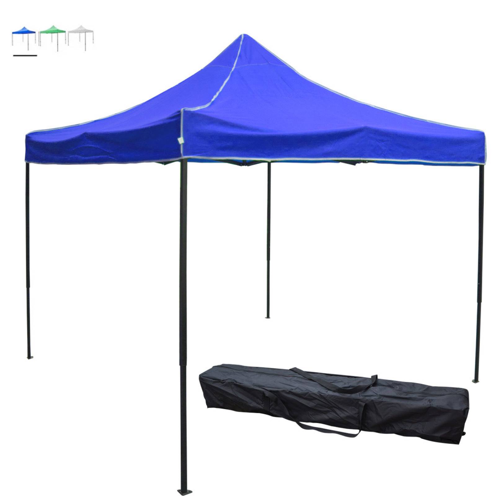 Toldo Carpa Impermeable Plegable Acero 2x2 M Blanco Bolsa Azul