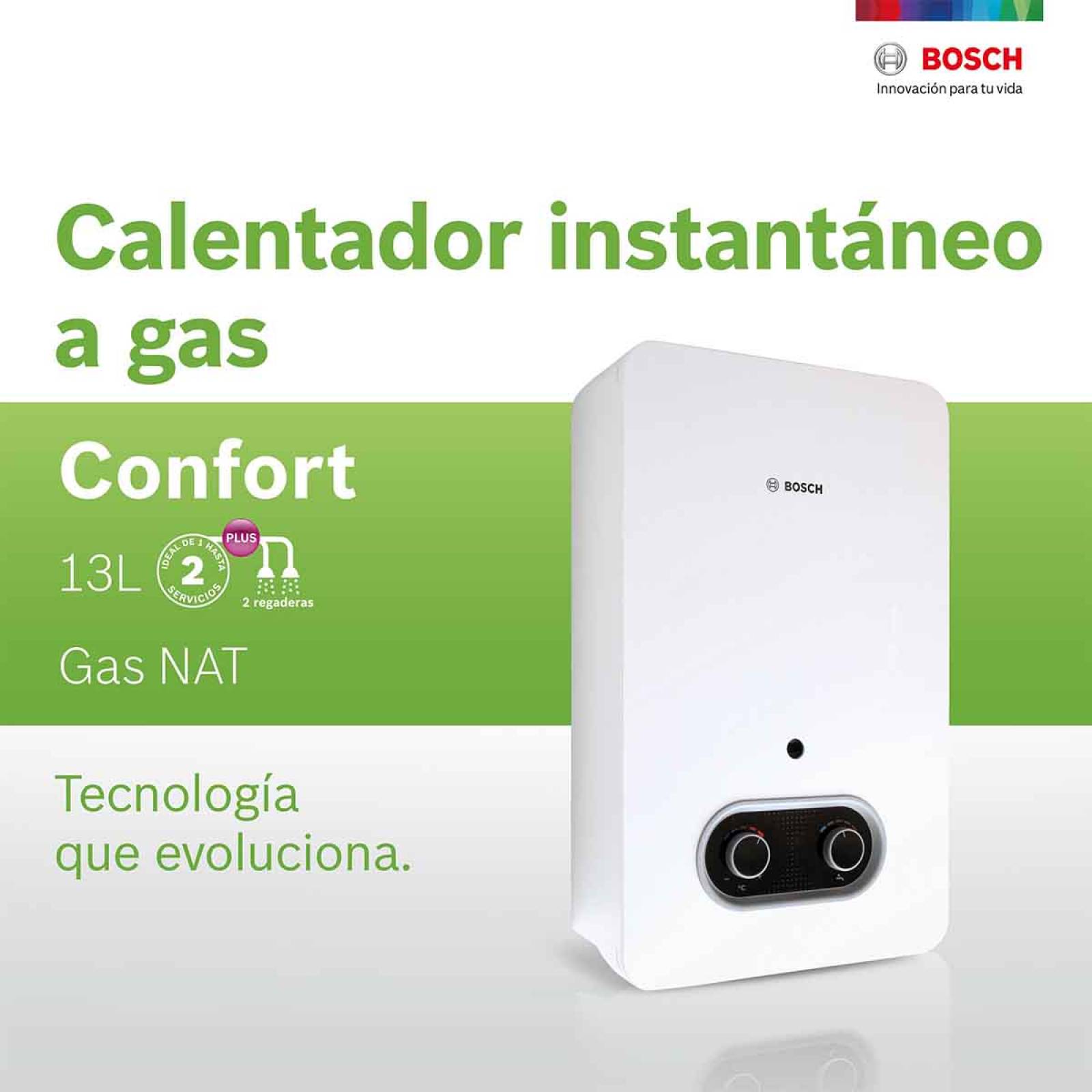 Calentador Instantaneo 2 Servicios Gas Nat 13l Confort Bosch 