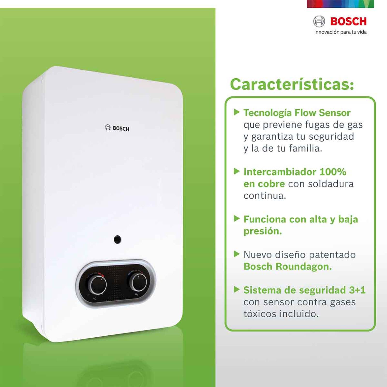 Calentador Instantaneo 2 Servicios Gas Nat 13l Confort Bosch 