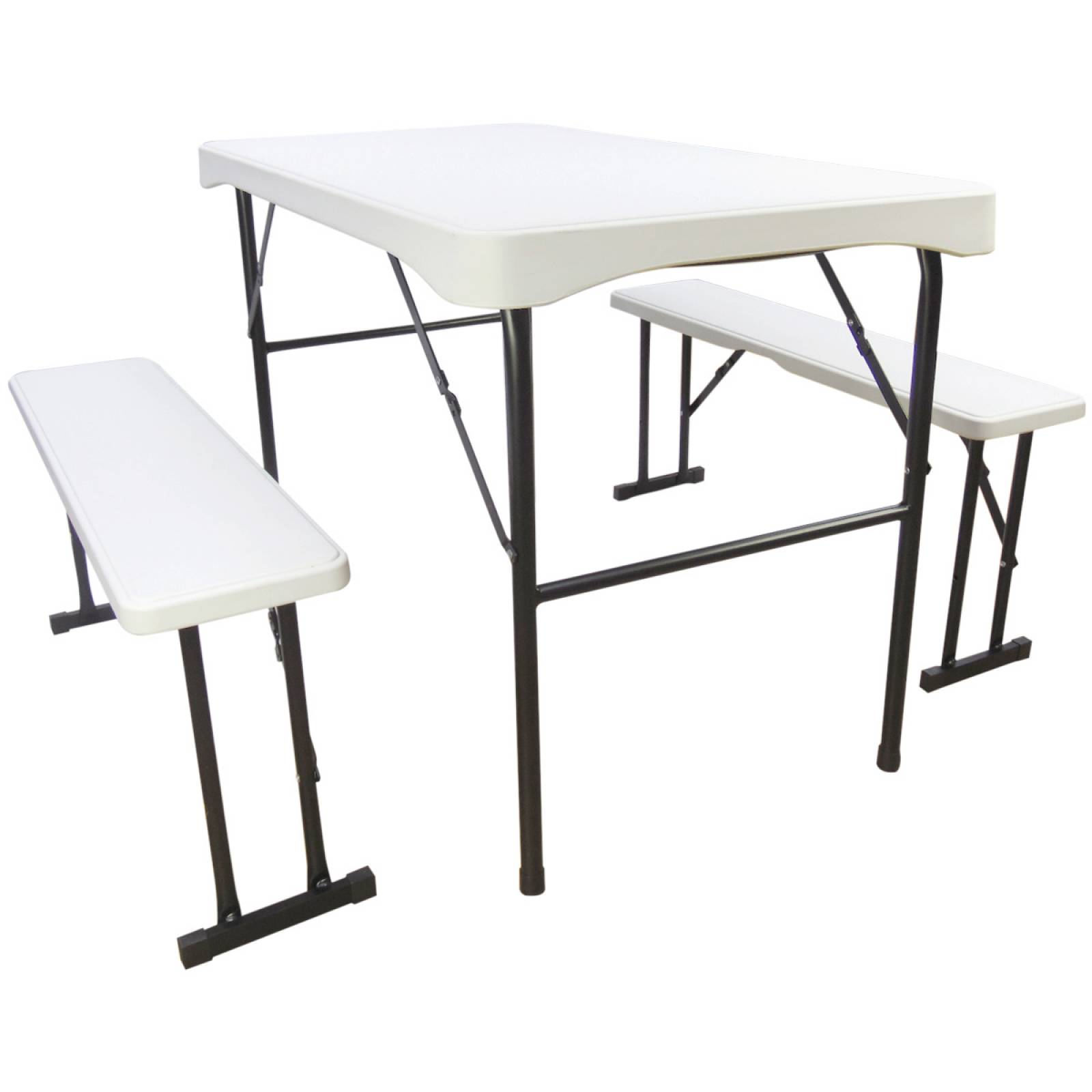 Mesa Plegable 105cm Rectangular + Bancos Portafolio Picnic