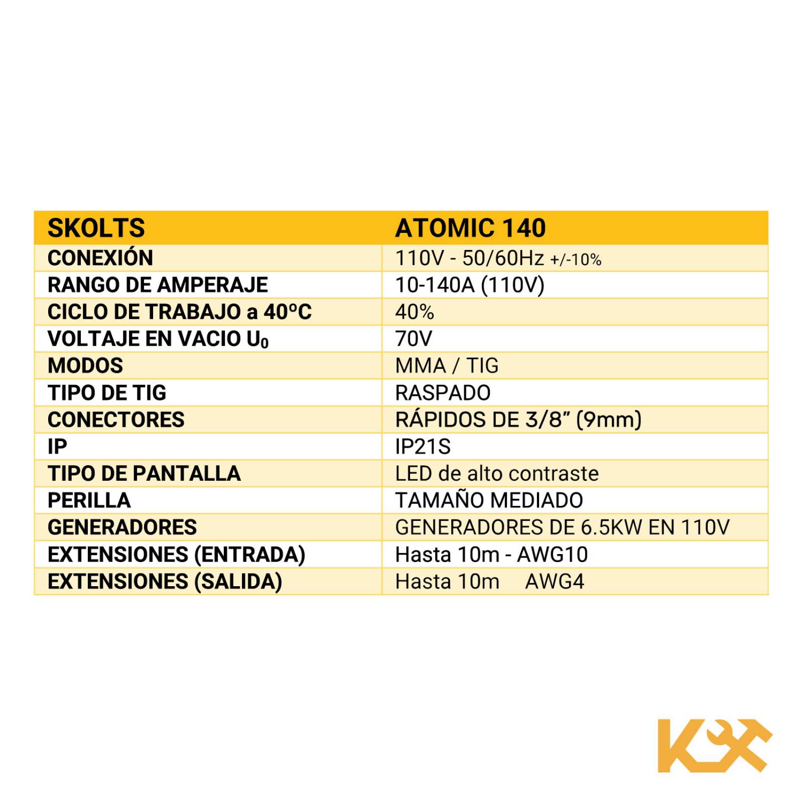 Soldadora Inverter 110v 140 amp Skolts Atomic Mini 140 Plus Kingsman 