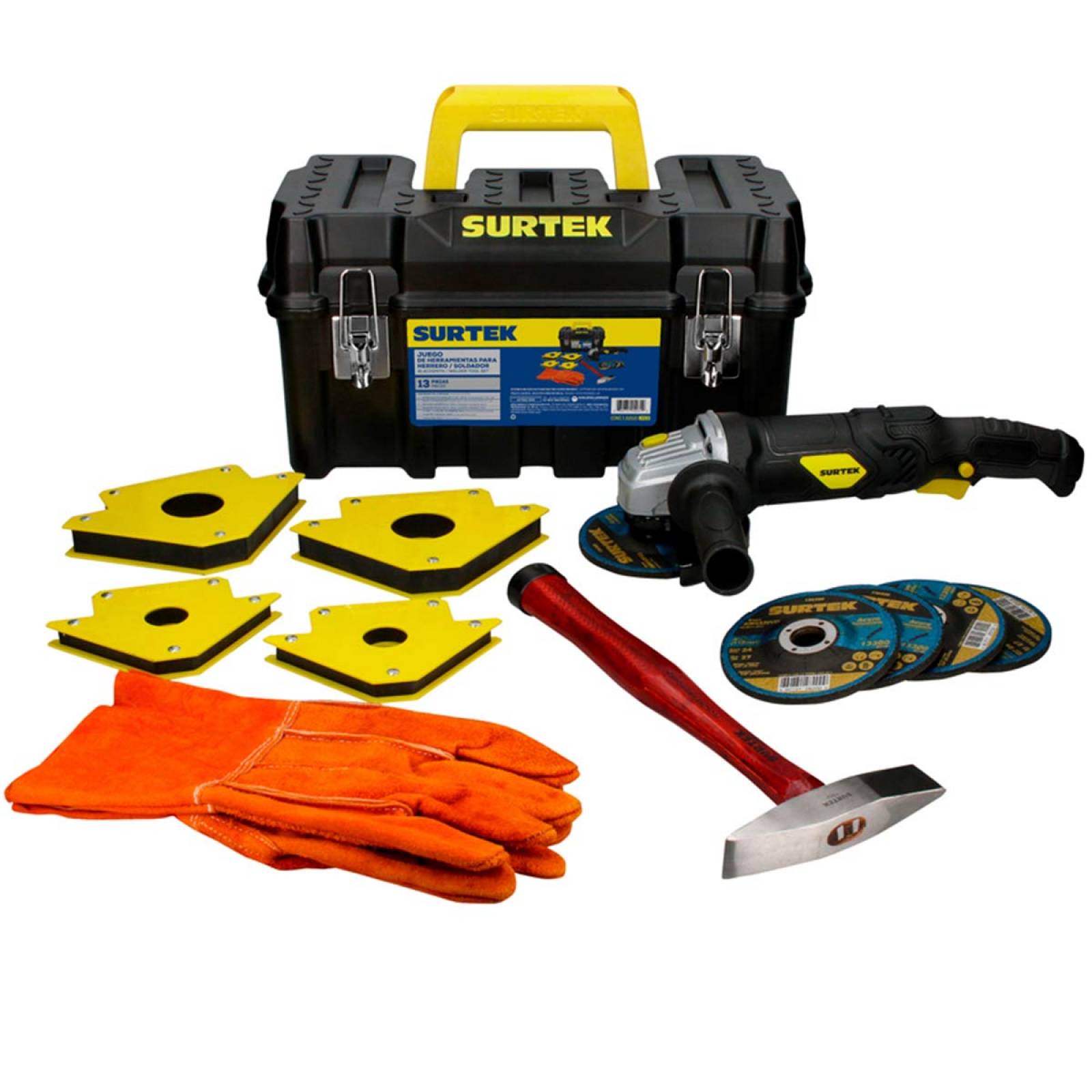 Kit Herramientas Herrero Soldador Esmeril Caja 13 Pzs Surtek 