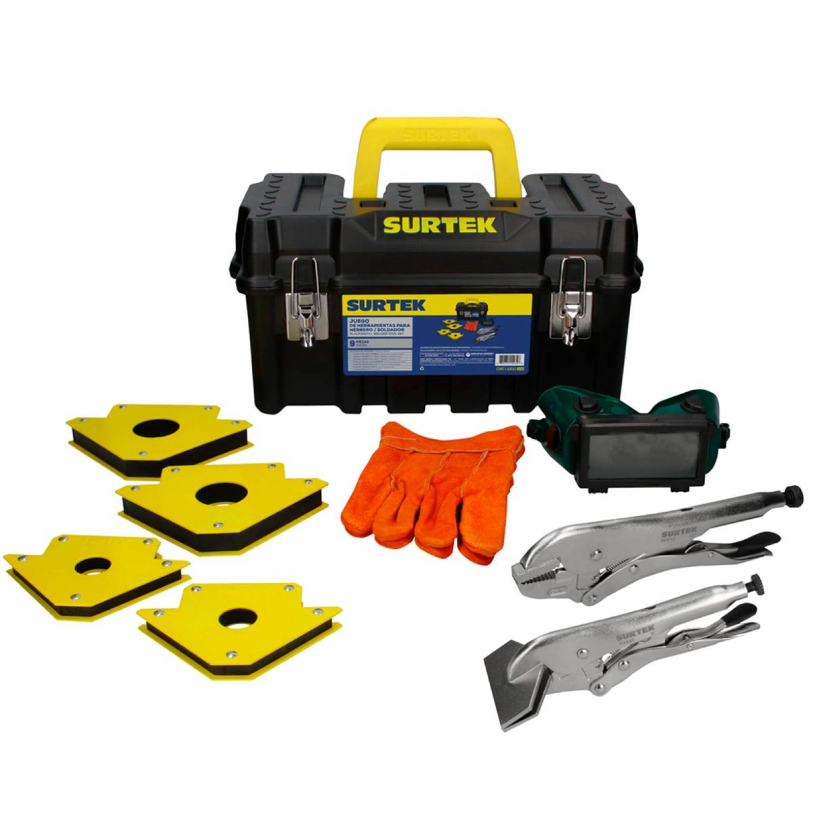 Kit Herramientas Herrero Soldador Caja Pinza 9 Piezas Surtek 