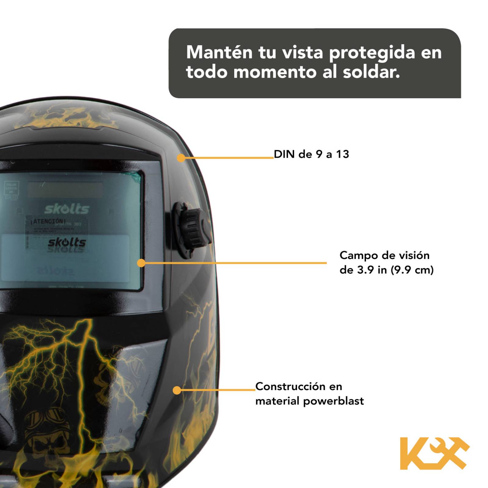 Careta Electronica Automatica Soldar Vision Hd Bateria Solar 