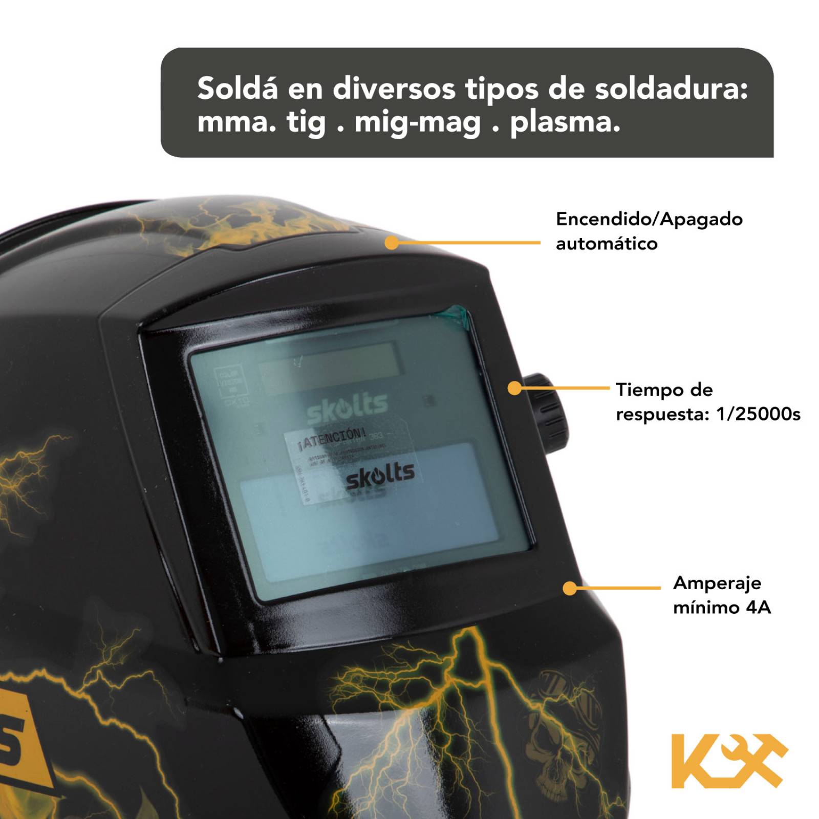 Careta Electronica Automatica Soldar Vision Hd Bateria Solar 
