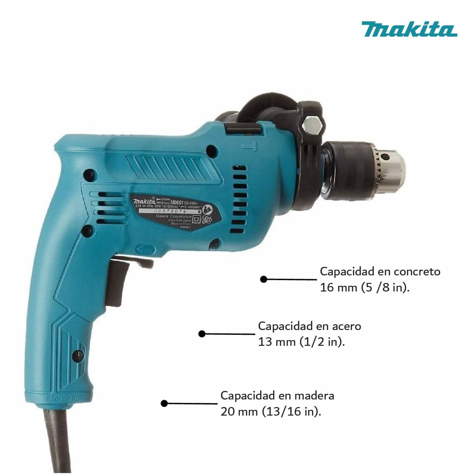 Rotomartillo 5/8 Taladro Electrico Vel Var Reversible Makita 