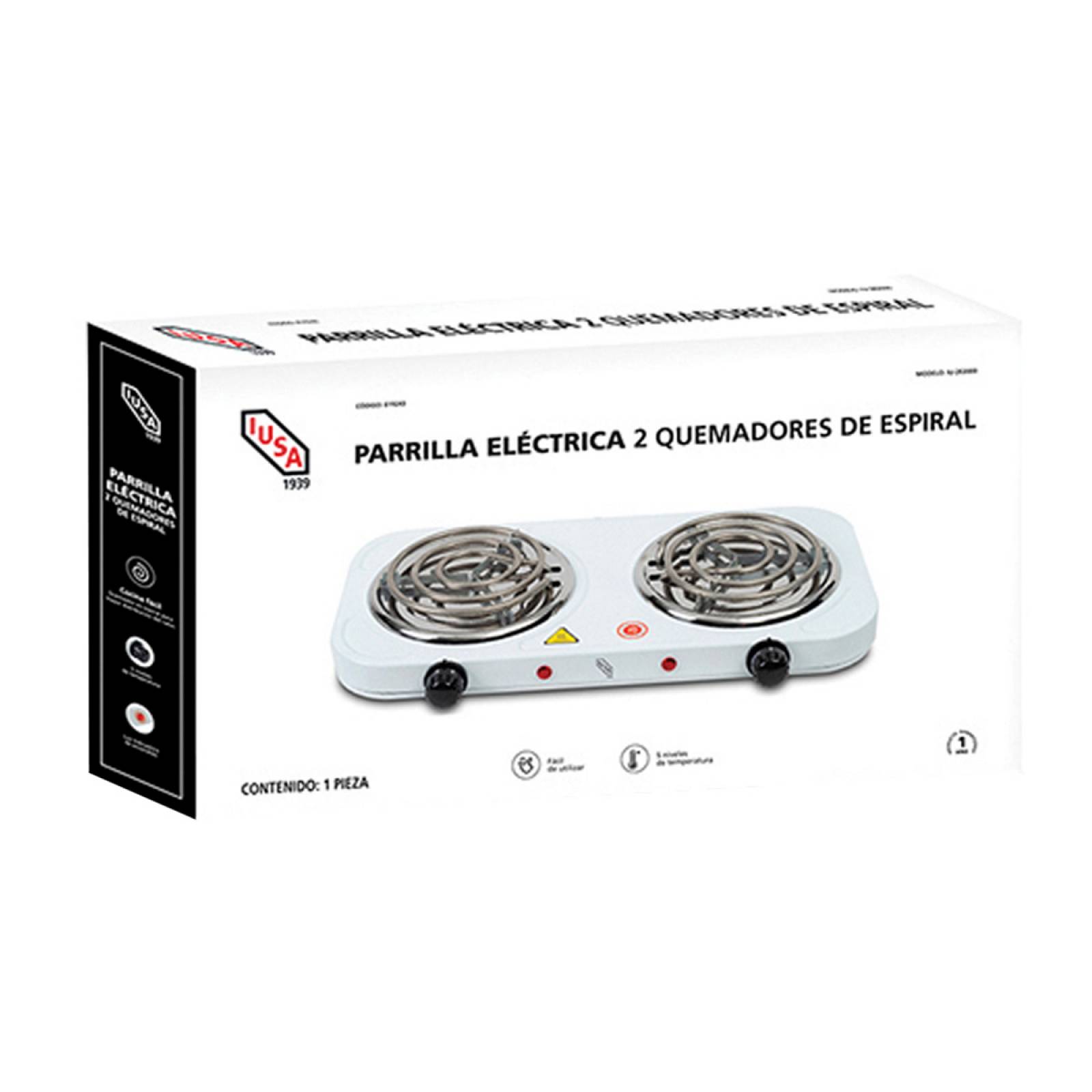 Parrilla Electrica 2 Quemadores Estufa Portatil 2000 W Iusa