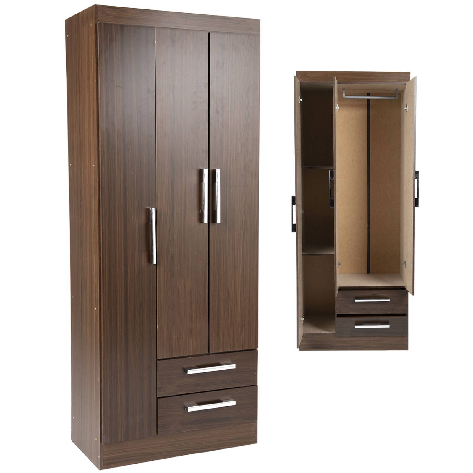 Ropero Closet Moderno 3 Puertas 2 Cajones Eco Color Tabaco 131310 KingsHouse 