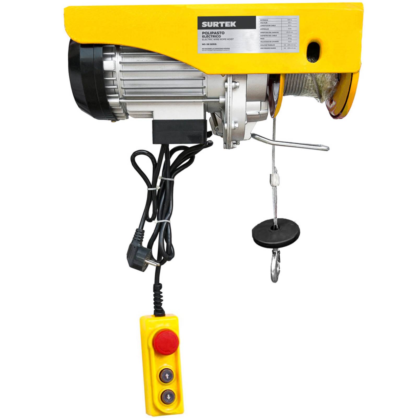 Polipasto Electrico Garrucha 110v 1300w Gancho Carga 800 Kgs 