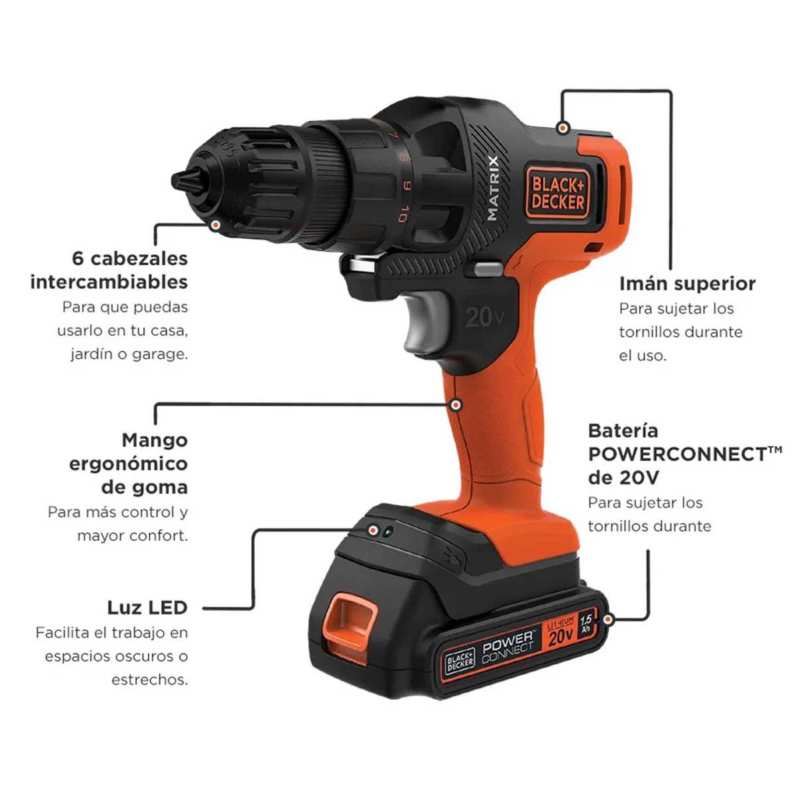 Taladro Matrix Kit 6 En 1 Multi Herramienta 20v Black&decker